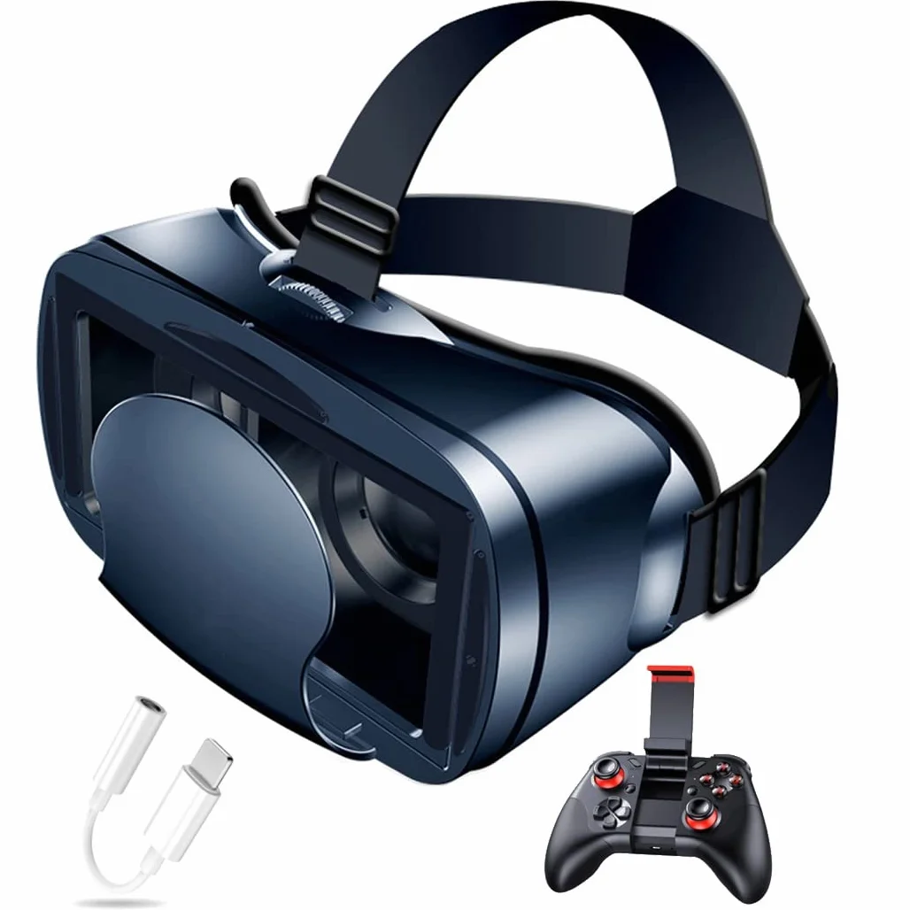 Okulary VR, zestaw słuchawkowy z wirtualnej rzeczywistości, zestawy słuchawkowe VR obsługujące Android i IOS, połączenie Bluetooth do iPhone 13 Pro Max/13 Pro/12/11, do Samsung Galaxy S21, Huawei, Xiaomi