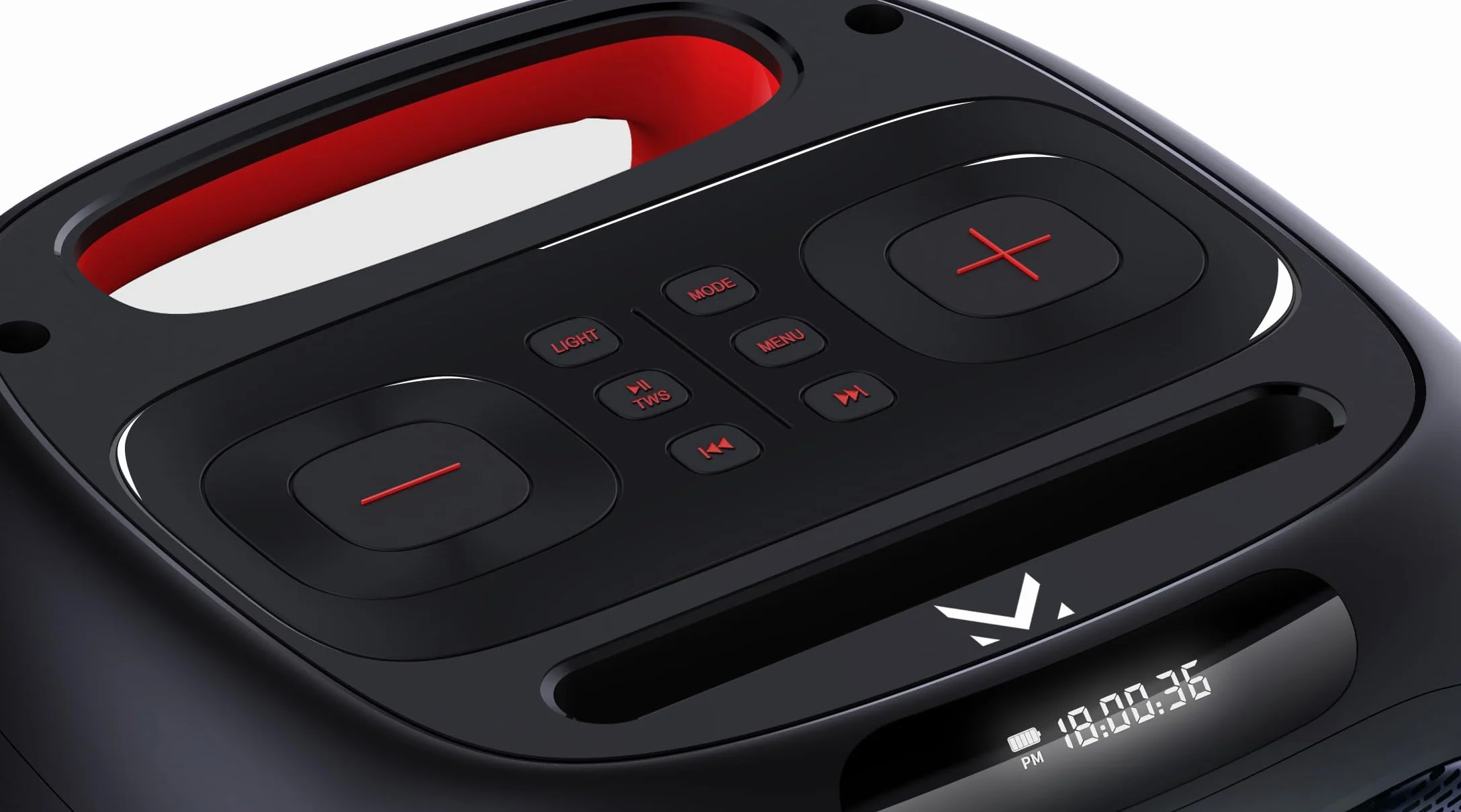 Majestic FIRE 12 głośnik Bluetooth, wielokolorowe diody LED, wejścia USB/microSD/AUX-IN/MIC, mikrofon przewodowy, akumulator, TWS, uchwyt do noszenia