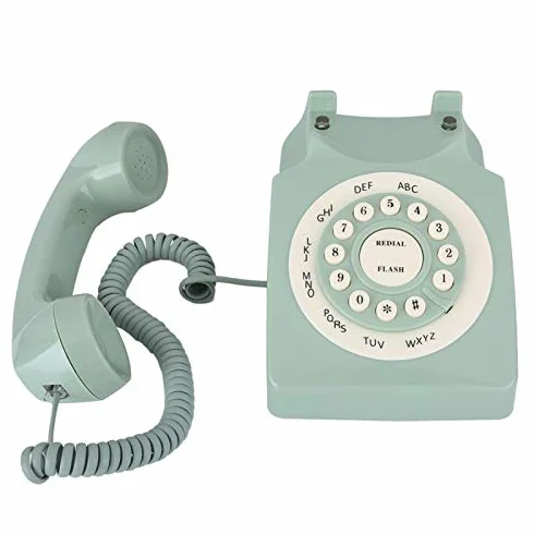 EBTOOLS Retro, Vintage Telefon Stały Telefon Stacjonarny Vintage Telefon Stały Przewodowy Telefon Retro Klawisze Dekoracja Biuro Domu Zielony