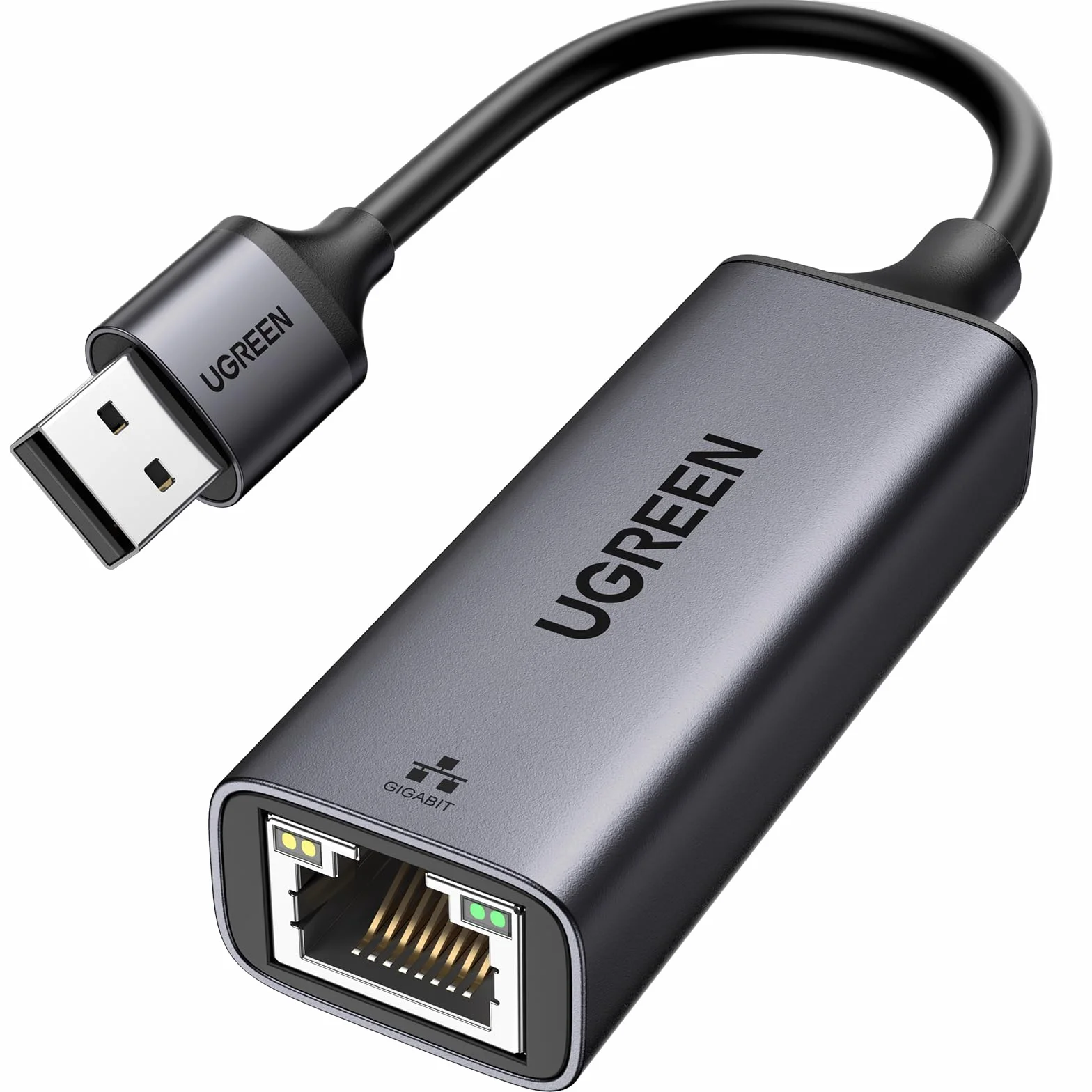 UGREEN Karta Sieciowa USB 3.0 Karta Lan RJ45 1000 Mbps Zgodna z Mac OS Windows 10 8 7 Linux PC Laptop Switch Xiaomi MiBox itp.（Czarny）