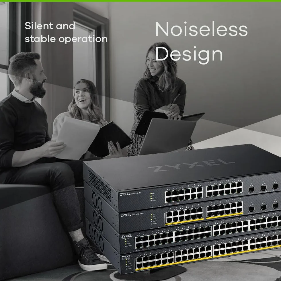 Zyxel Nebula 48-Port Gigabit Ethernet Smart managed Switch with 4 10G SFP+ Slots and Hybrid Cloud mode [XGS1935-52] | 44x GbE + 4x 10G SFP+ Porty, NebulaFlex, Smart-Managed L3, Smart Fan, Rack Mounting Kit