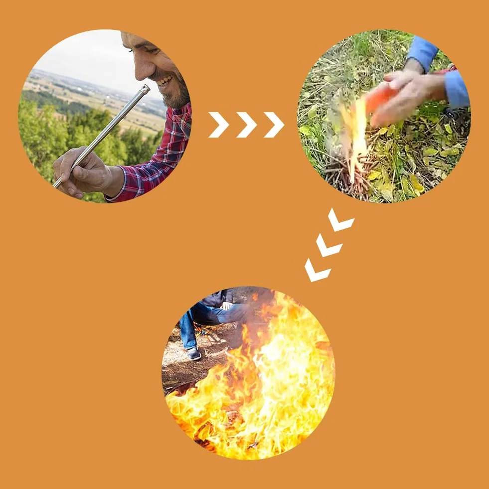 Dmuchanie Rurki Ognia, Składane Mieszki Ogniowe, Teleskopowe Dmuchawy Teleskopowe Rury do Gotowania Piknika, Camping, Piesze wycieczki, Zajęcia na świeżym powietrzu