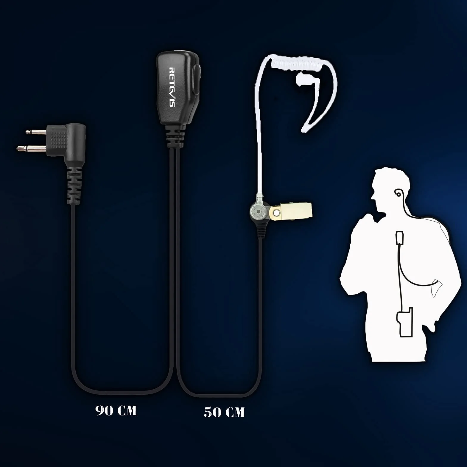Retevis Zestaw słuchawkowy Walkie Talkie 2-pinowy kompatybilny z Motorola CP040 CP140 DP1400 Hytera Midland