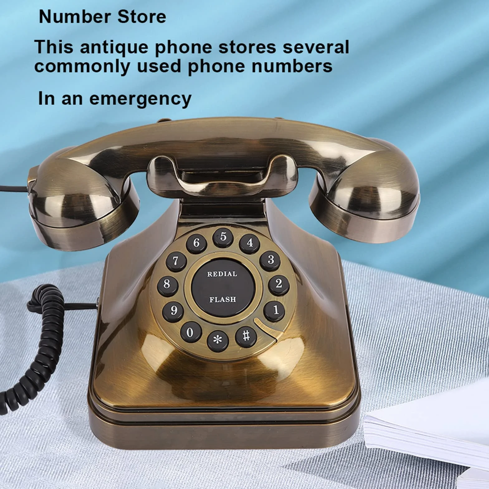 Ejoyous Antyczny telefon, retro vintage brązowy telefon stacjonarny staromodna tarcza z przyciskiem przewodowy telefon dekoracyjny rozmówca na biurko do domu biura hotelu dekoracja