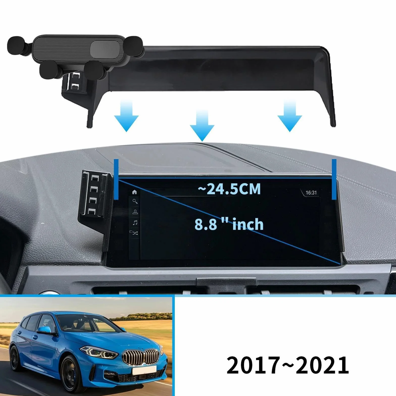 Uchwyt Samochodowy na Telefon dla BMW serii 1 F52 2017-2021, uchwyt samochodowy na telefon komórkowy, stojak na nawigację GPS (podstawa i uchwyt 8)