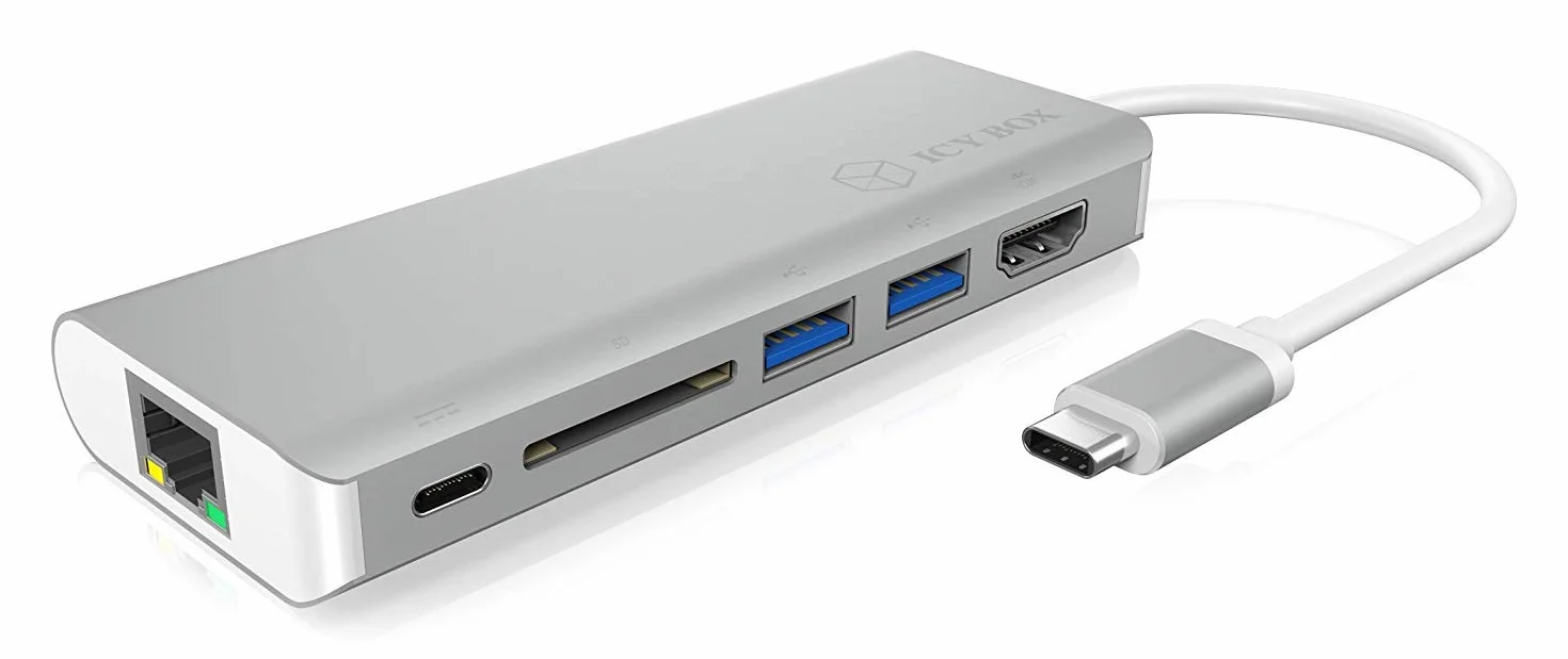 Icy Box IB-DK4034-CPD 60213, Adapter do Notebooków i Tabletów z HDMI, Srebrny
