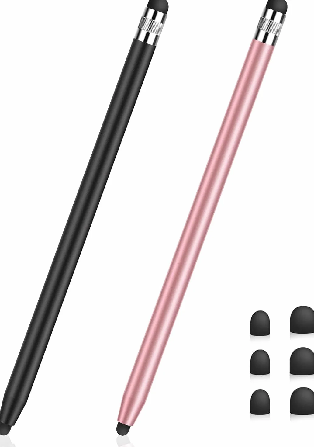 MEKO rysik do iPad, tabletów rysiki do telefonu słuchawka, 2 sztuki, gumowy prysznicowy o tabletu iPhone smartfona ipada Pro Mini, Samsung,Switch,Huawei, Xiaomi, Surface itd, czarny różowe złoto