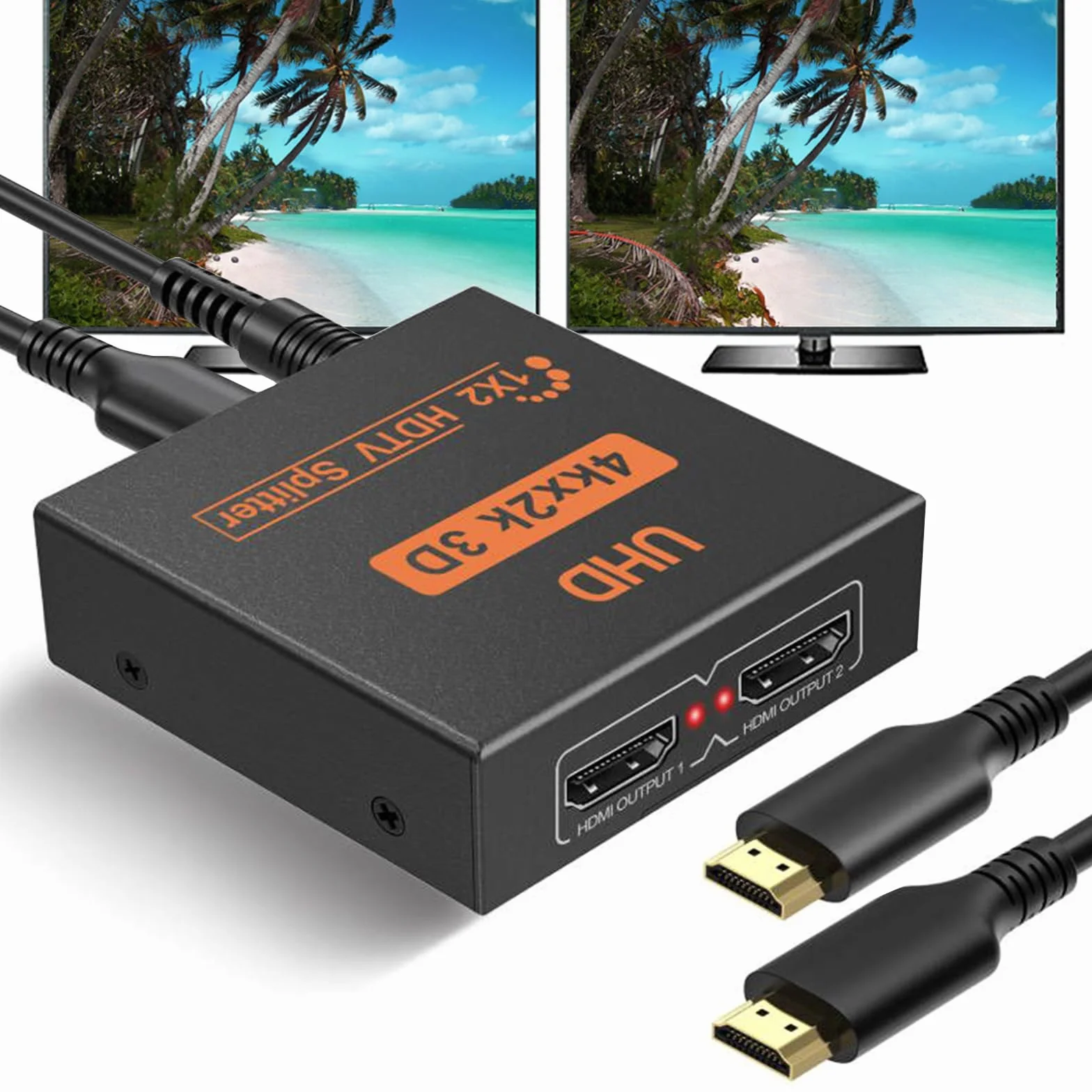 Splitter HDMI 1 in 2 out 4K Rozdzielacz na 2 Monitory Adapter do PC Laptopa Projektora Lustrzanie