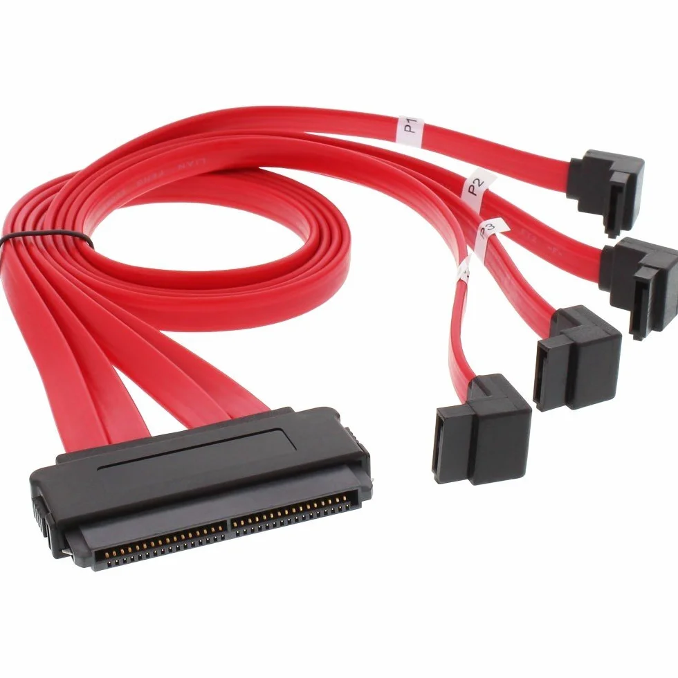 InLine 27605W SAS kątowy kabel przyłączeniowy wewnętrzny SFF-8484 na 4x SATA 0,5m