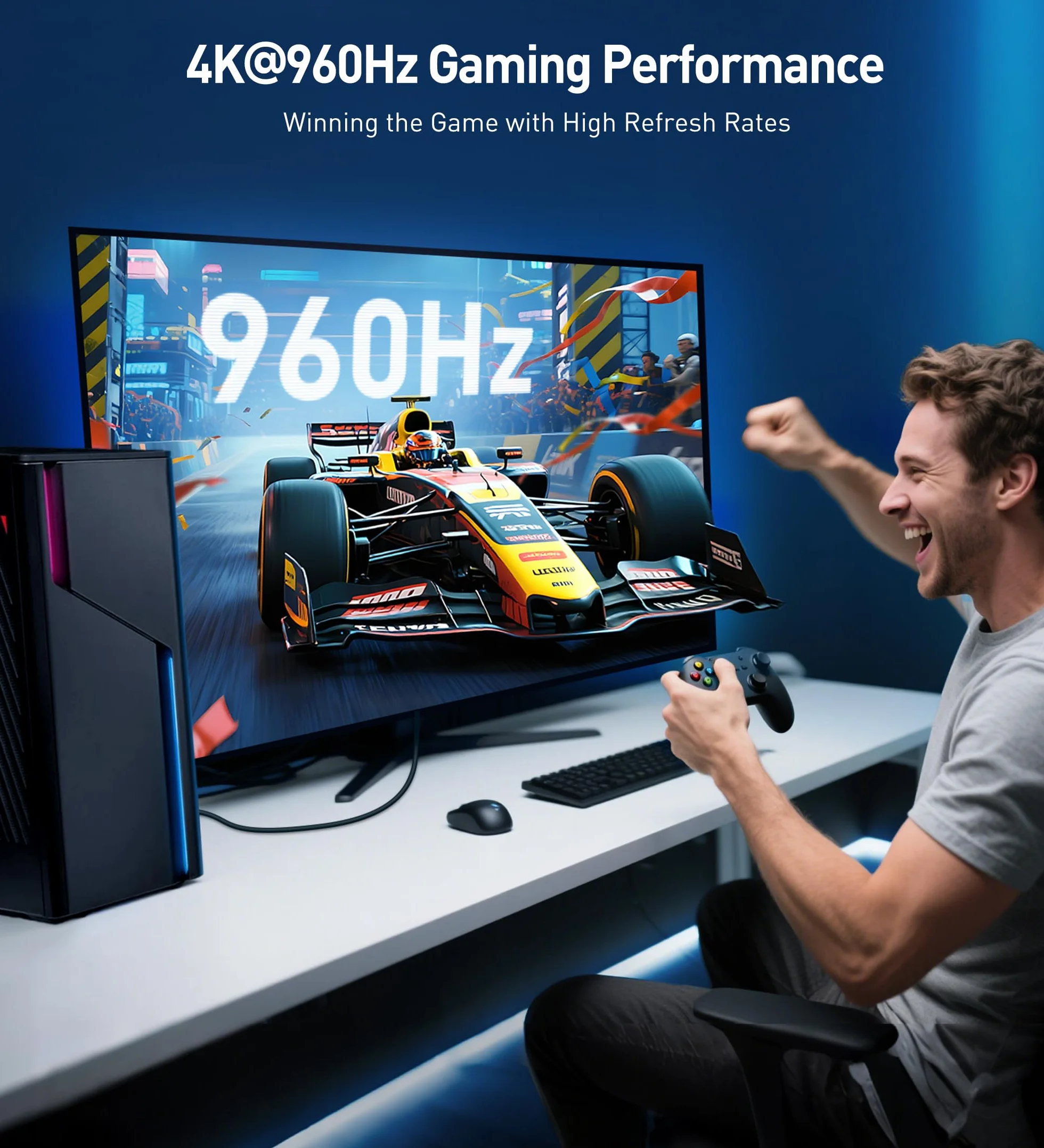 [Certyfikat VESA] Cable Matters kabel DisplayPort 2.1 80 Gb/s (DP80) – 2 m, Kabel DP80, 16K@60Hz, 8K@240Hz, 4K@240Hz, FreeSync, G-SYNC, HDR do monitora gamingowego/PC, RTX 4080/4090, RX 7900, czarny