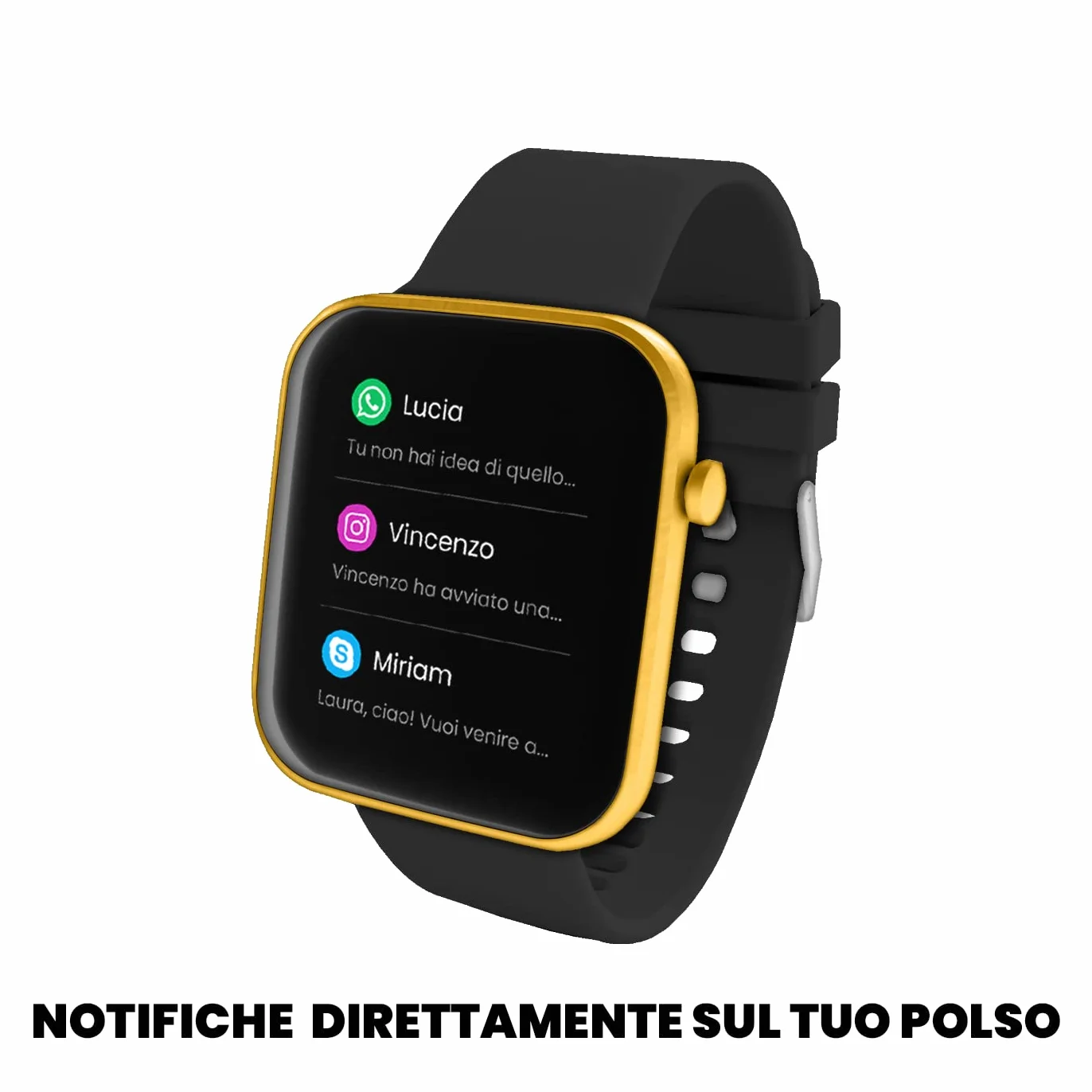 HAVA Smartwatch Techmade Czarny/Złoty Zegarek Fitness Mężczyźni Kobiety Pełny Dotykowy Krokomierz, Kalorie, Stoper, Monitora snu, Konfigurowalne tło, Kontrola muzyczna, Sport