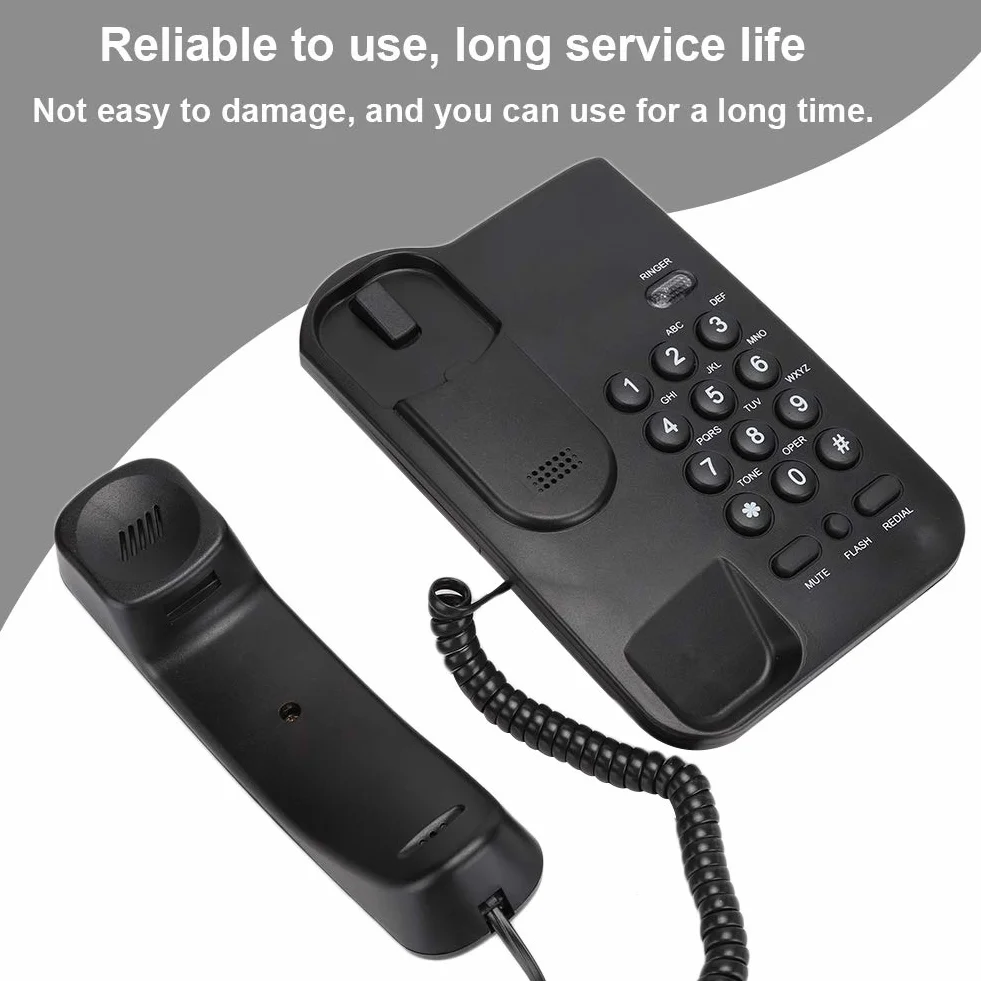 Telefon stacjonarny przewodowy, KX-T3026CID Angielski telefon stacjonarny do domowego biura w hotelu (czarny)
