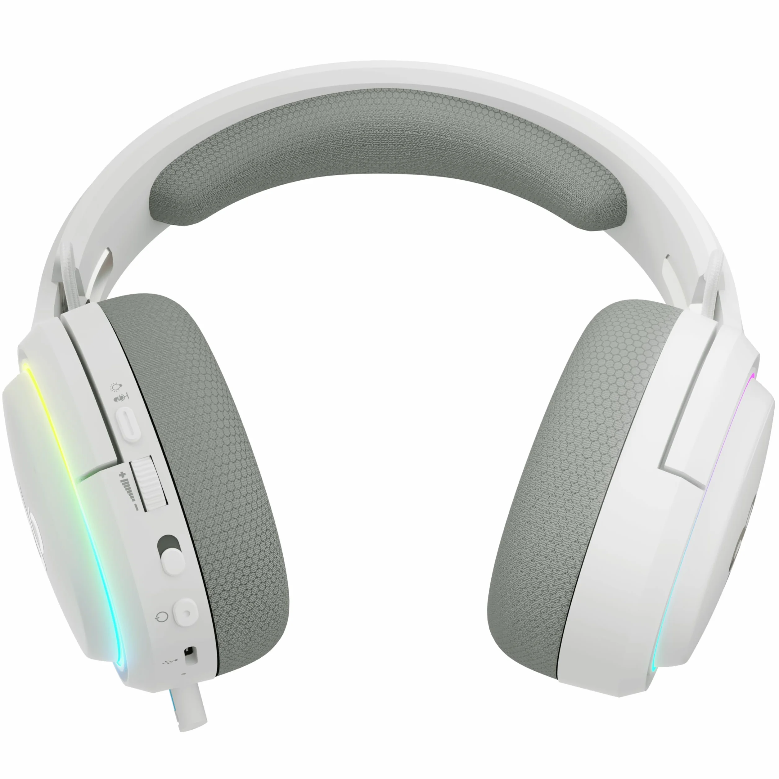 NEWSKILL Aton V2 Bezprzewodowe słuchawki do gier 2.4G, Bluetooth 5.0 i kabel typu C, chowany mikrofon, dźwięk przestrzenny, RGB, kompatybilne z PC, PS5, przełącznikiem i telefonem komórkowym (biały)