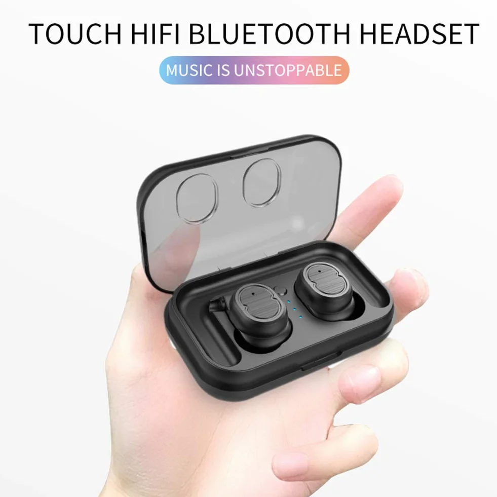 Słuchawki stereofoniczne Bluetooth, bezprzewodowe słuchawki douszne, Bluetooth 5.0, zestaw słuchawkowy z baterią, sportowy IPX5, wodoszczelny mikrofon do iPhone'a Android, Sport, biały