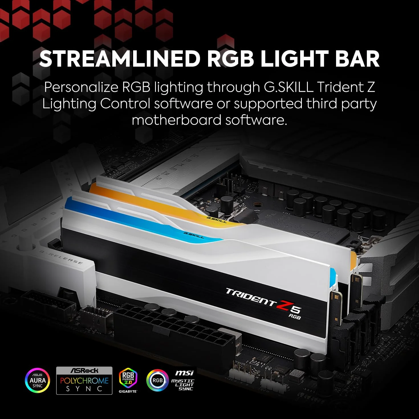 G.Skill Trident Z5 RGB Series (Intel XMP) 32 GB (2 x 16 GB) 288-pinowa pamięć SDRAM U-DIMM DDR5 6000 CL36-36-36-96 1,35 V dwukanałowa pamięć biurkowa F5-6000J3636F16GX2-TZ5RW (matowa biel)
