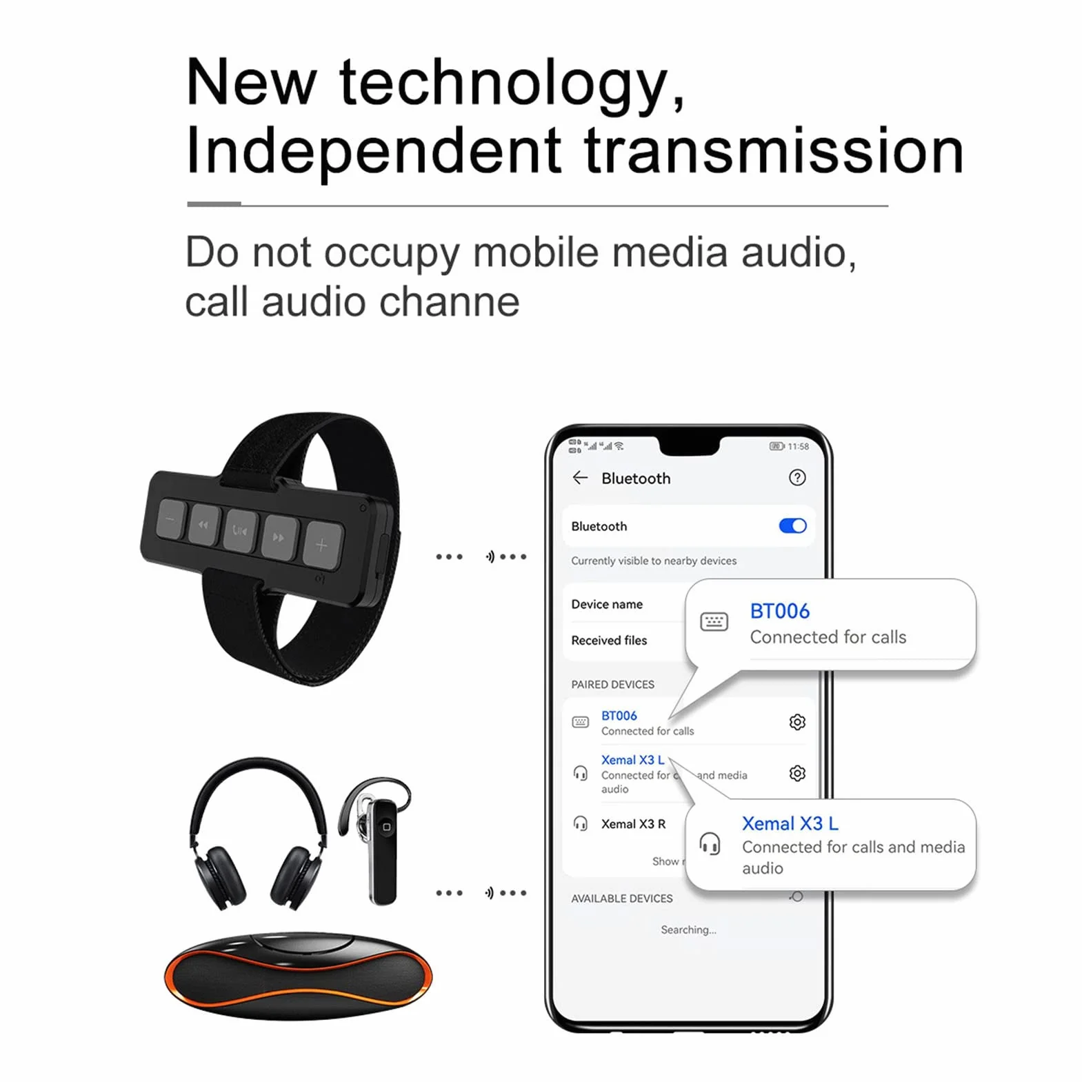 Przycisk Multimedialny Bluetooth do Samochodu, Pilot Audio do Telefonów z Systemem IOS i Android, Duże Przyciski, Wodoodporność IPX4, Asystent Siri, Odbieranie Połączeń,