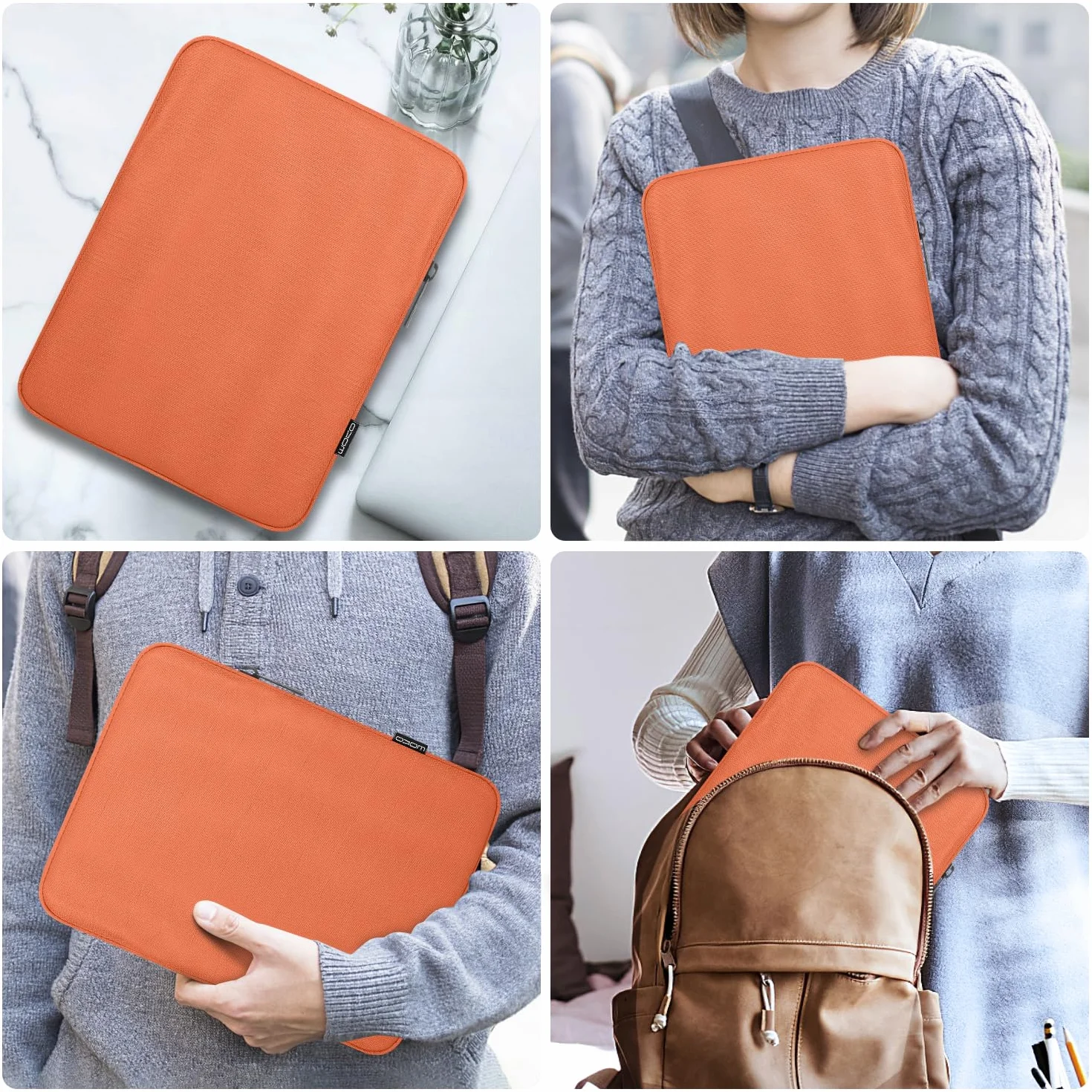 MoKo 9-11 Inch Tablet Sleeve Case for iPad Air M3, iPad A16 2025, iPad Pro 11 M4, Galaxy Tab S8/S9 11", Orange