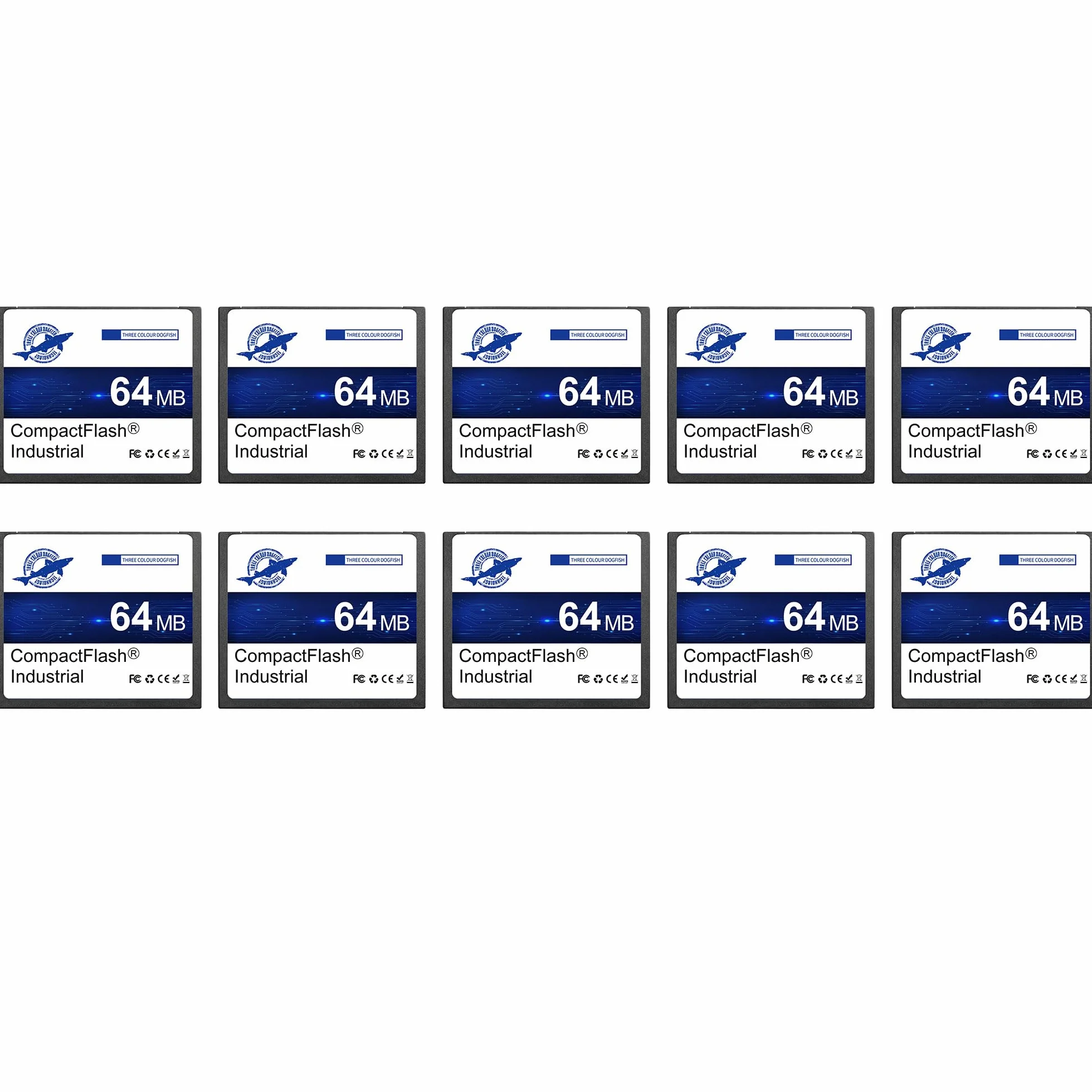 Dogfish kompaktowa karta pamięci 64 MB 10 sztuk, karta CF typu I do sprzętu przemysłowego i aparatu cyfrowego, stary model