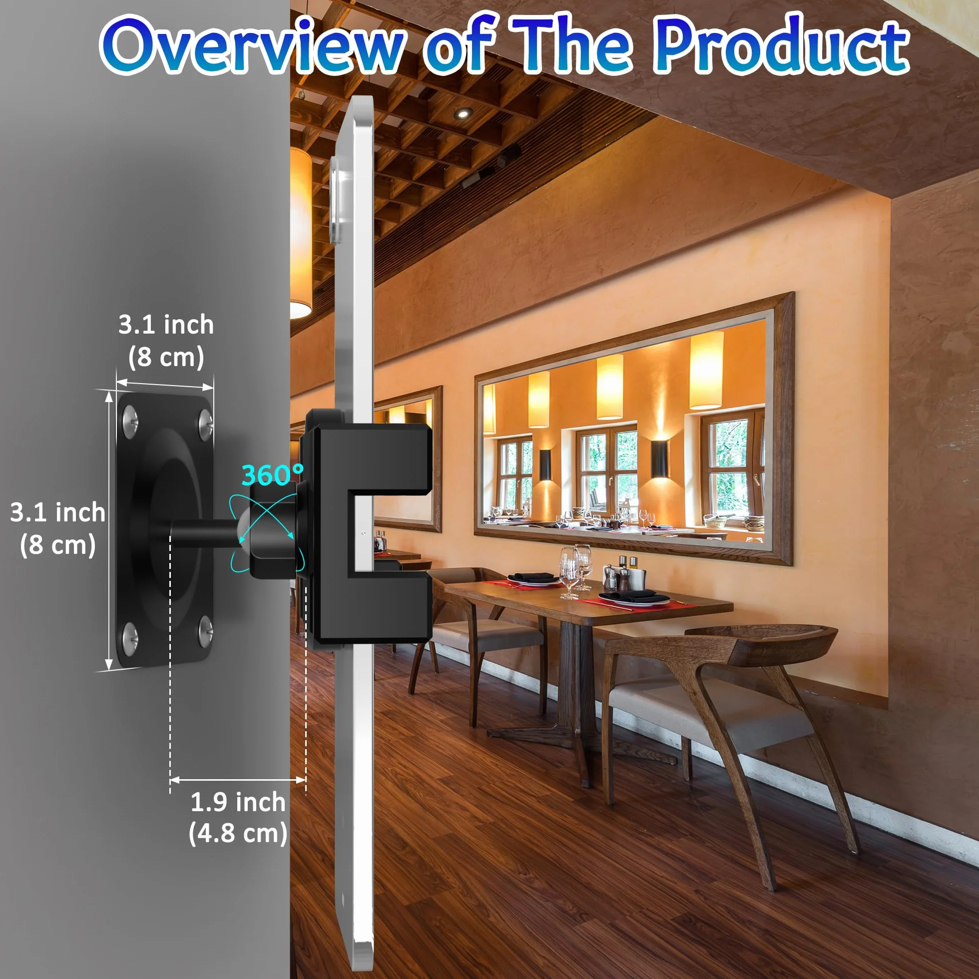 Keuvirya Tablet-Wandhalterung für iPad, 360° verstellbar, kompatibel mit 10,2 - 12,9 Zoll Tablet und Handy