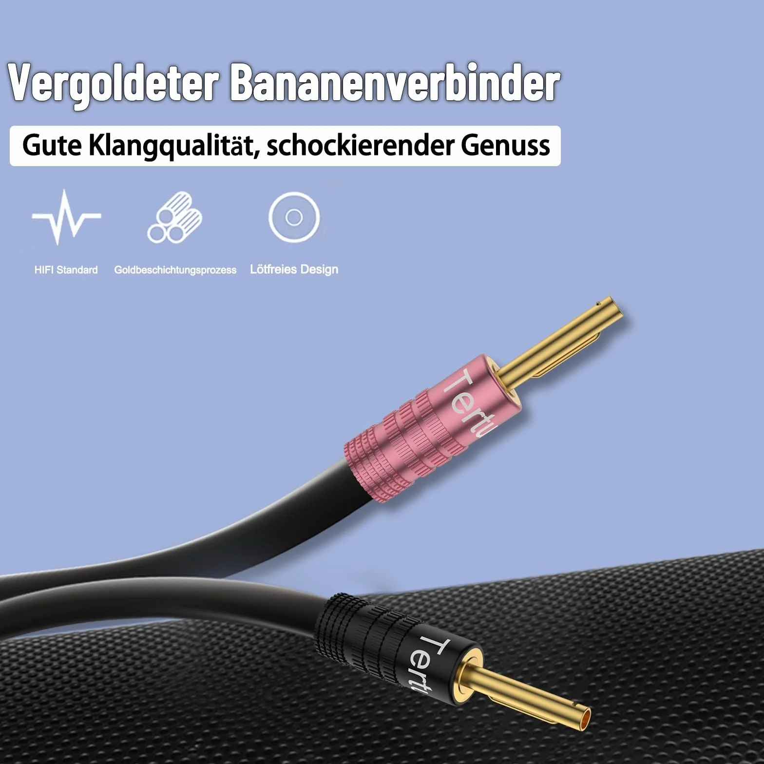 Tertullus 8 sztuk wtyczek bananowych do kabli do 4 mm, podwójne śruby, 8-20 AWG, banany do kabla głośnika, kina domowego, muzyków i wielu innych (różowe klipsy)