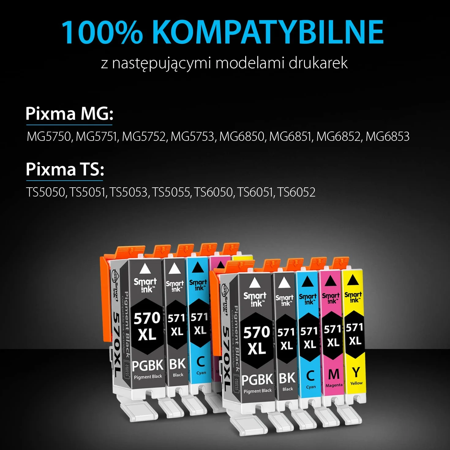 Smart Ink Kompatybilne wkłady atramentowe jako zamiennik do Canon PGI 570XL CLI 571XL 570 571 XL (2 PGBK & 2 BK/C/M/Y) do użytku z Pixma MG5750 5751 5753 6850 6851 TS5050 5051 5055 5752 6050 6052 6051
