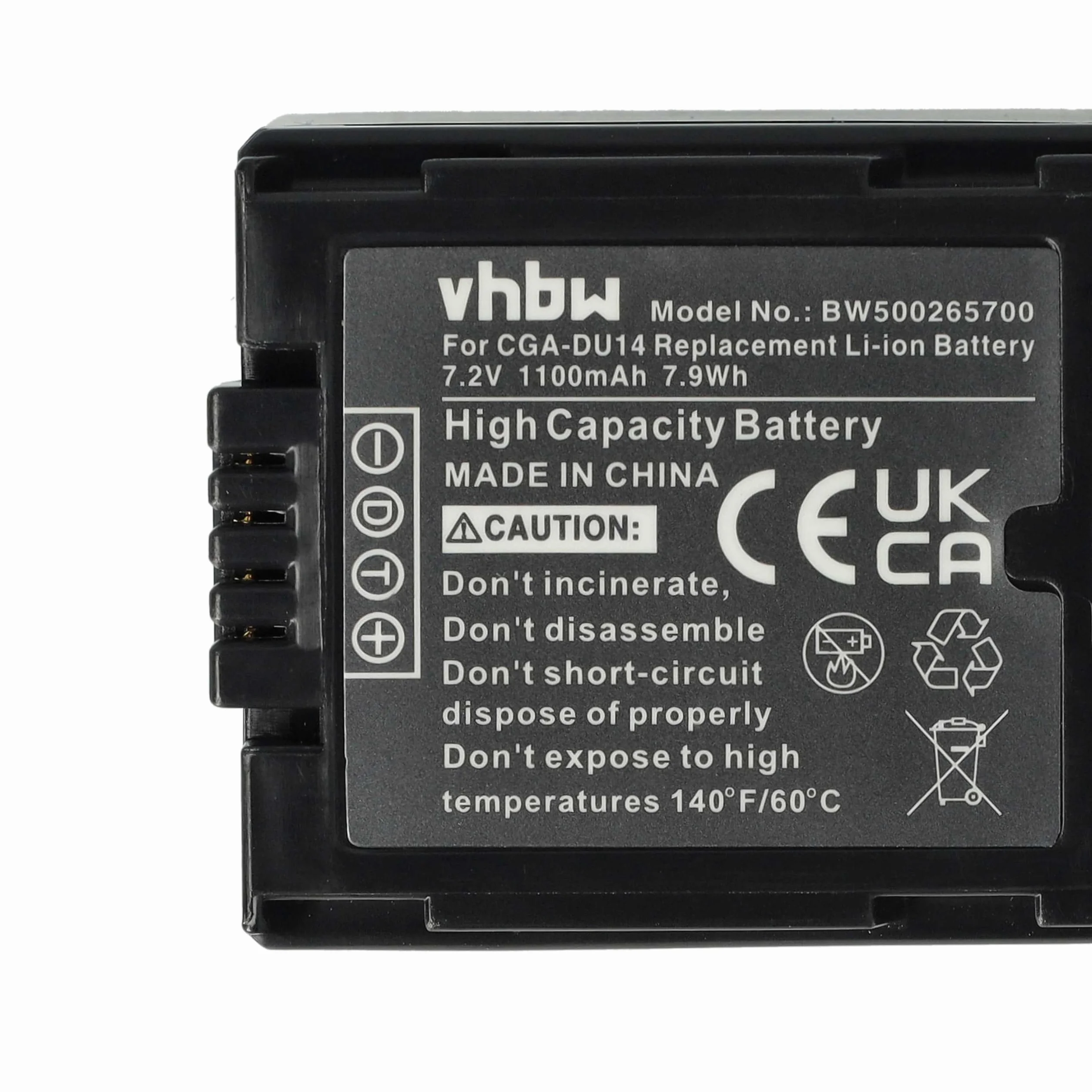 Bateria LI-ION 1100mAh (7,2V) kompatybilna z PANASONIC zastępuje CGA-DU07 / CGA-DU14 / CGA-DU21 / CGR-DU06 / VW-VB070 / VW-VBD140 / VW-VBD210