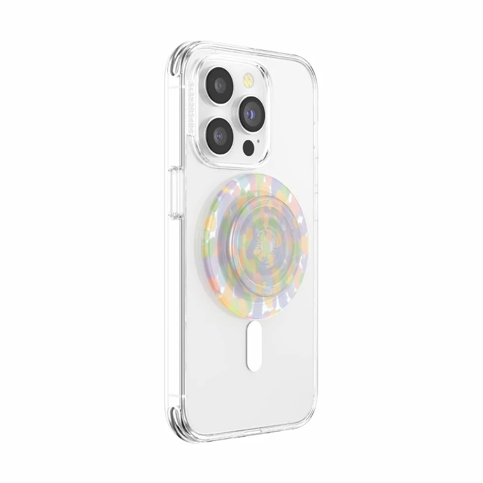 PopSockets: PopGrip Round dla MagSafe - Pierścień Adaptera do MagSafe w Zestawie - Rozkładany uchwyt i stojak do telefonów z wymiennymi krążkami PopTop - Rainbow Glass
