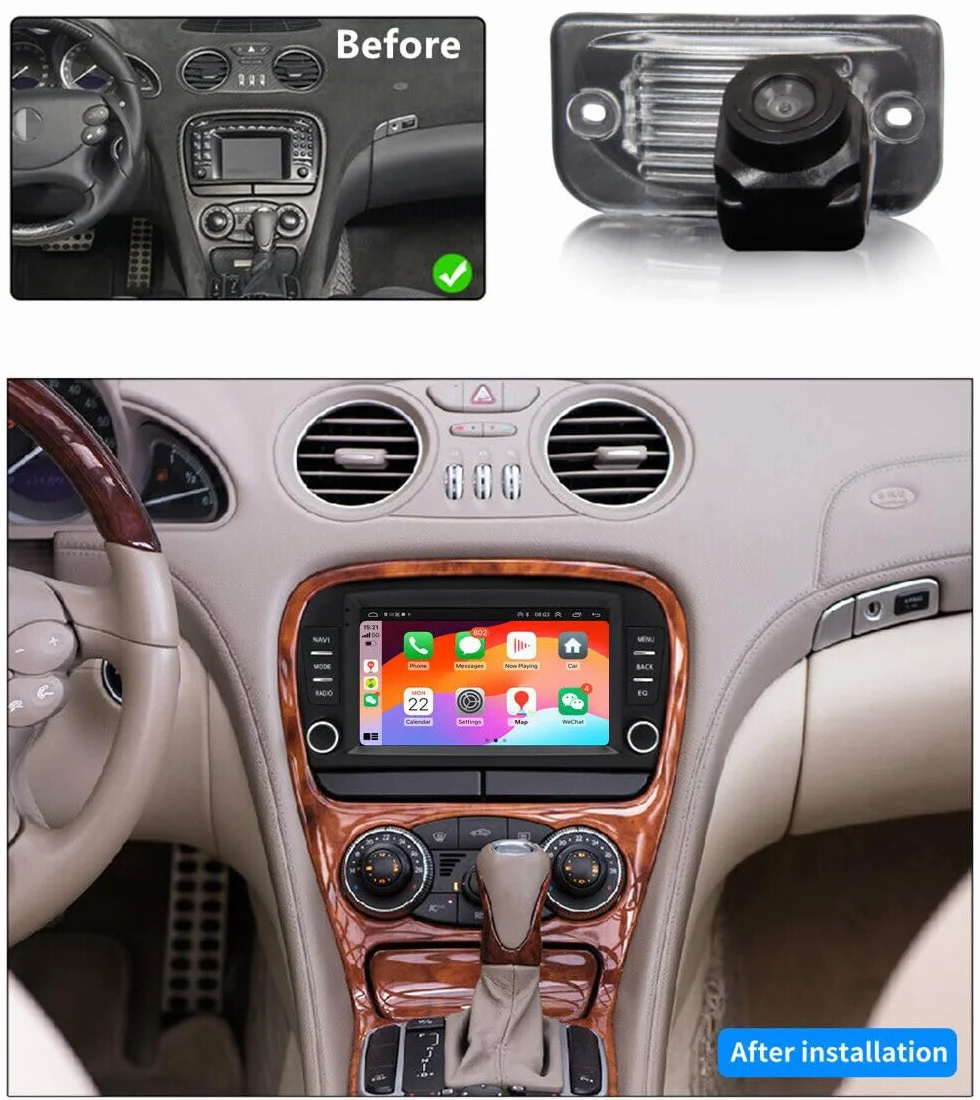 Radio samochodowe z systemem Android z nawigacją GPS, ekran dotykowy Canbus + noktowizor HD kamera cofania zamiennik do Mercedes-Benz SL R129 R230 SL55AMG SL63AMG SL65AMG SL280 SL300 SL350 SL500 SL600
