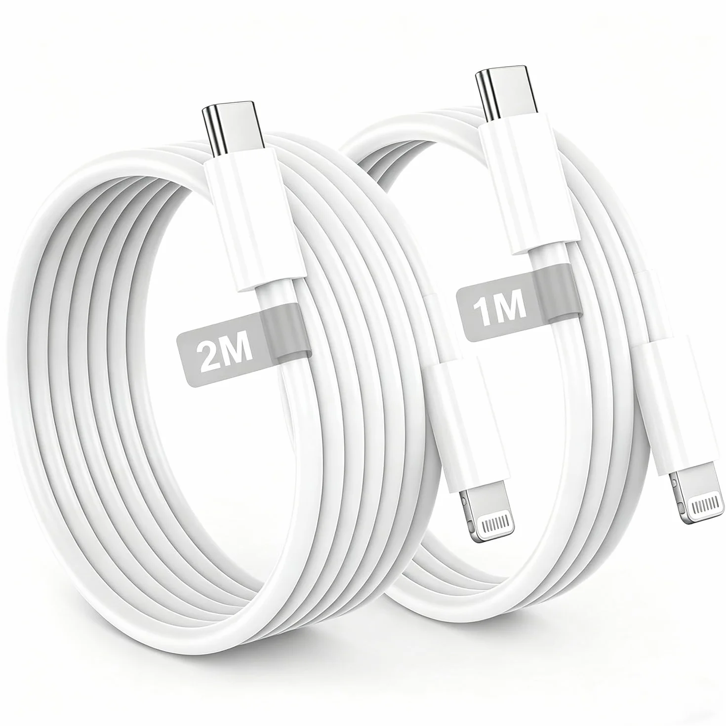 Kabel USB C na Lighting, 1 m + 2 m, do ładowania iPhone'a, certyfikat MFI, kabel USB C do iPhone'a 1 m, szybkie ładowanie, typ C, 2 m, do iPhone'a 14, 13, 12, 11, XR, XS, 8, 7, 6, 5, SE,
