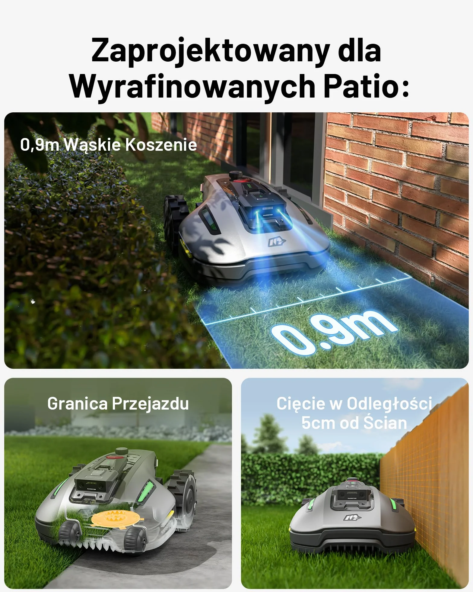 MAMMOTION YUKA mini Robot koszący UltraSense AI Vision RTK nachylenie 45% automatyczne mapowanie