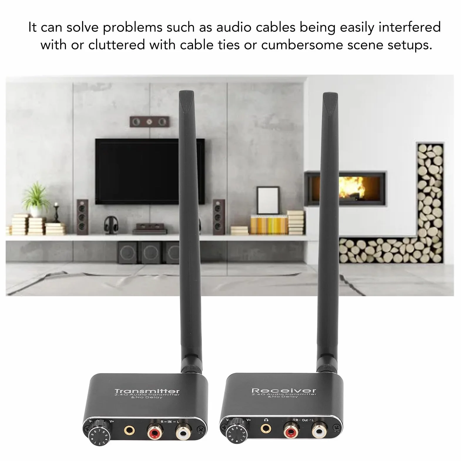 Bezprzewodowy Nadajnik-odbiornik Audio 2,4G, Bezprzewodowy Adapter Golvery, Wyjście Wejściowe3,5 Mm, Zestaw Nadajnika i OdbiornikaDalekiego Zasięgu, Krótki Czas Oczekiwania