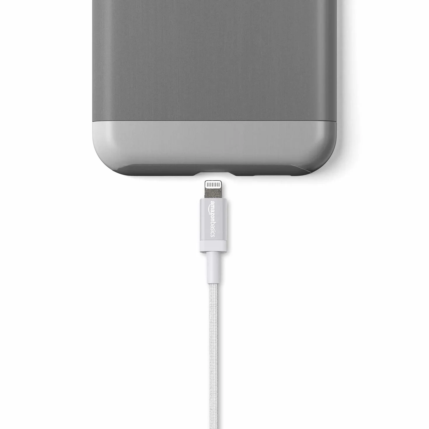 Amazon Basics Kabel połączeniowy Lightning na USB-A, nylonowy, certyfikowany przez MFi kabel do ładowania do iPhone'a, srebrny, 1,8 m