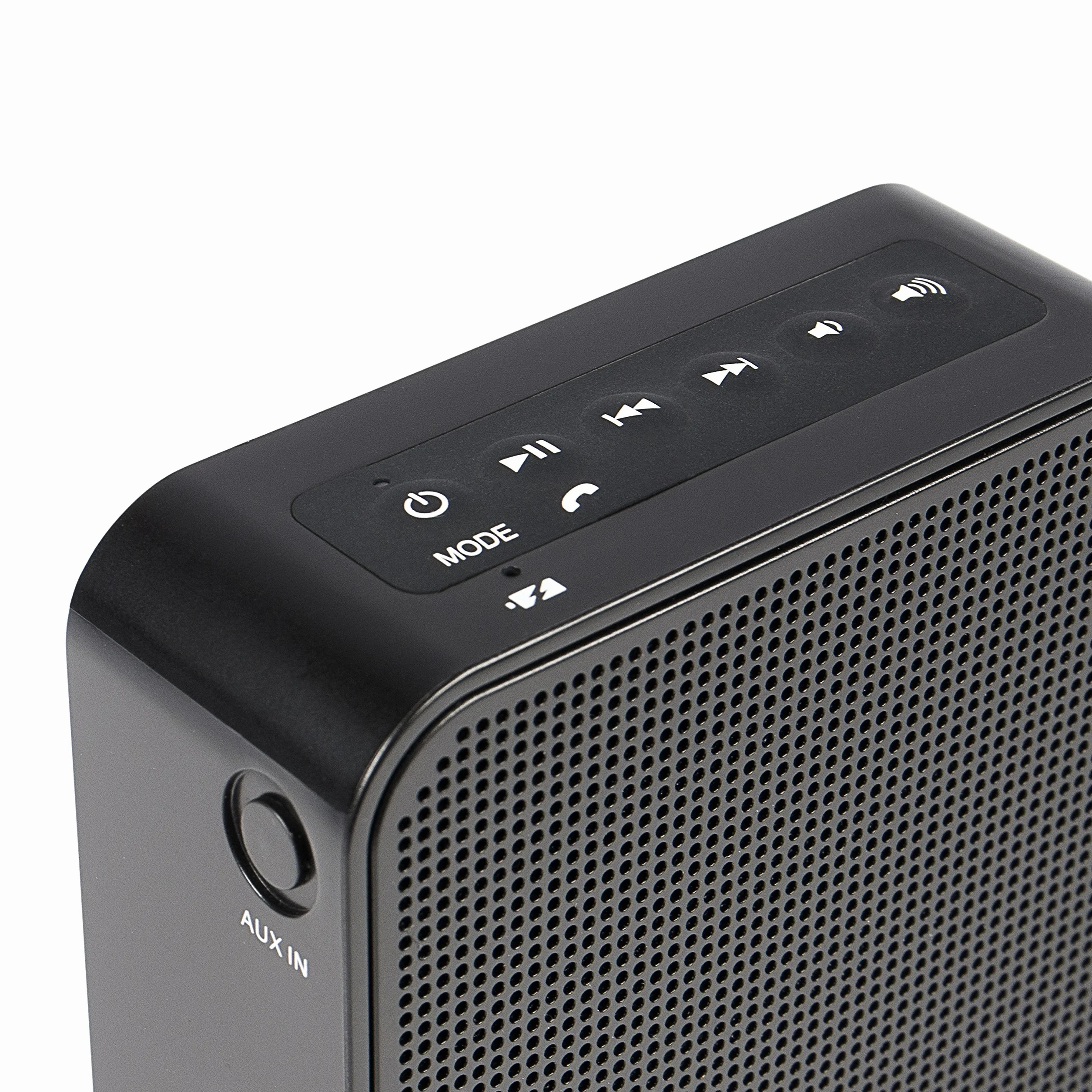 AudioAffairs PR 002 radio z gniazdkiem, radio kuchenne typu plug-in i głośnik Bluetooth, wbudowany akumulator, złącze AUX IN, zestaw głośnomówiący, tuner UKW FM PLL, kolor: czarny