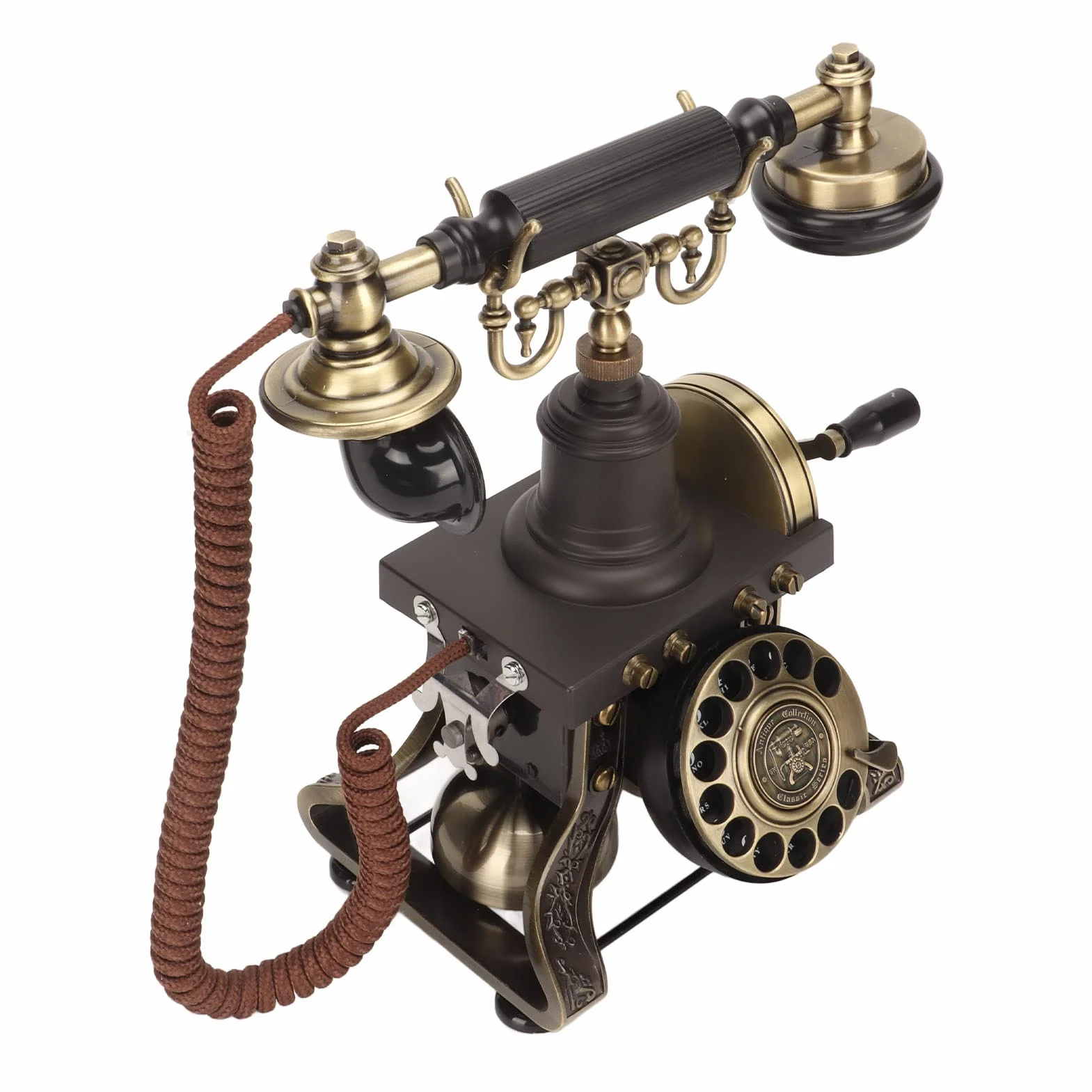 Alomejor Antyczny Telefon Przewodowy Telefon Stacjonarny z tarczą obrotową w Stylu Vintage do Wystroju Wnętrz Stop Cynku w Stylu Retro