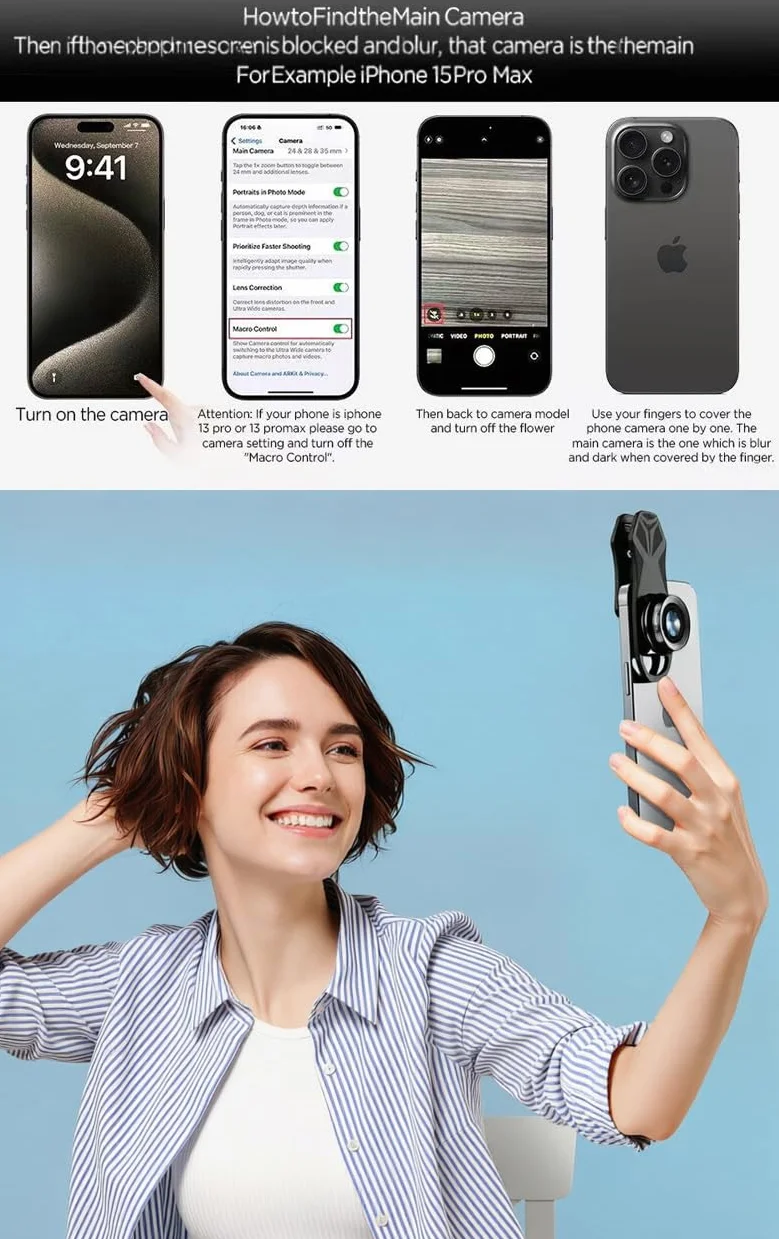 Obiektyw rybie oko 210°: profesjonalny obiektyw do telefonu iPhone, Samsung, Pixel i innych, efekt rybie oko, powłoka HD, uniwersalny klips