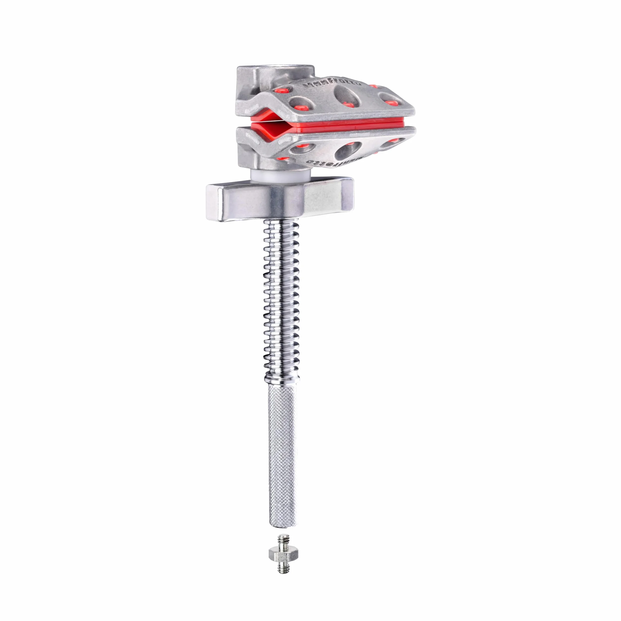 Manfrotto Zacisk szczękowy z mikro końcem 5 cm, pojemność otwarcia 2 cala/5 cm, maks. obciążenie 55 funtów/25 kg, wałek radełkowany, gwint wewnętrzny 1/10.2 cm, adapter męski 1/10.2 cm do 1/10.2 cm.