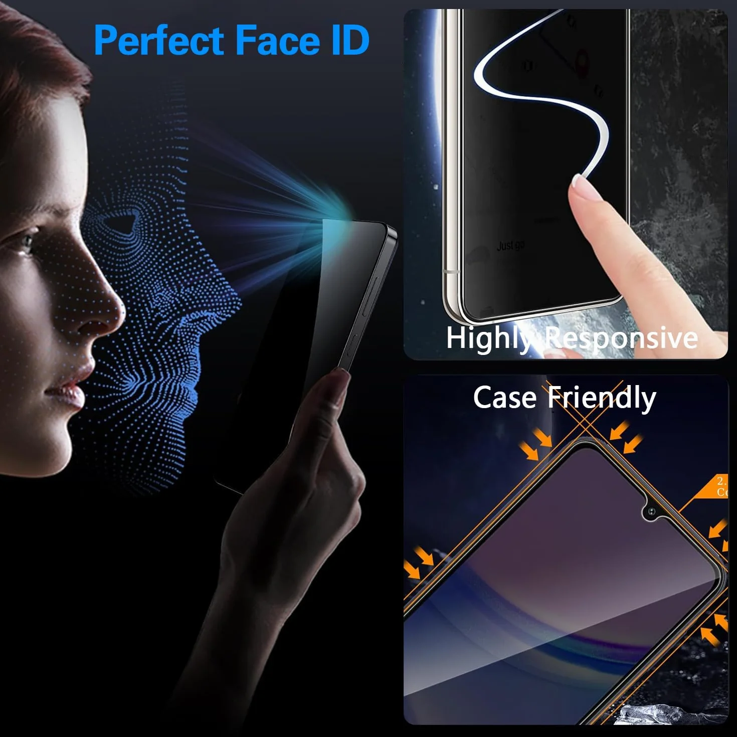 [2 + 2 sztuki] do Samsung Galaxy A16 5G ochrona ekranu ze szkła hartowanego 17.0 cm z osłoną obiektywu aparatu, przyjazna dla etui, ochrona przed szpiegiem, twardość 9H, odporna na