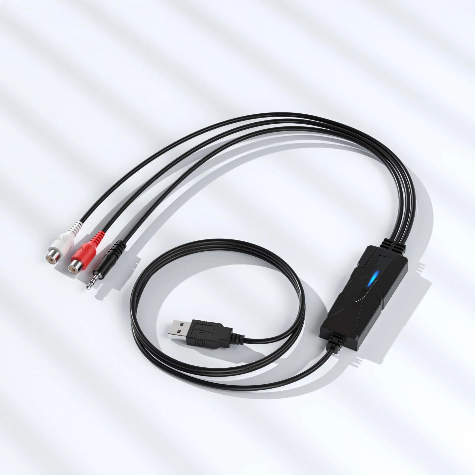 DigitalLife USB 2.0 Audio Grabber z Wejściem 3,5 mm oraz R/L Stereo – Digitalizator Audio do Winyli i Kaset, Kompatybilny z Windows/macOS
