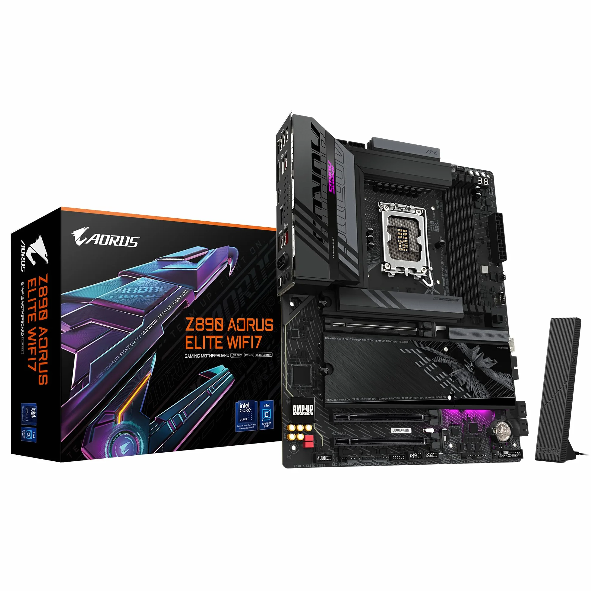 GIGABYTE Płyta główna Z890 AORUS ELITE WIFI7 - obsługuje procesory Intel Core Ultra (seria 2), 16+1+2 fazy VRM, do 8800 MHz DDR5 (OC), 1xPCIe 5.0 + 3xPCIe 4.0, Wi-Fi 7, 2.5 GbE LAN, Thunderbolt 4