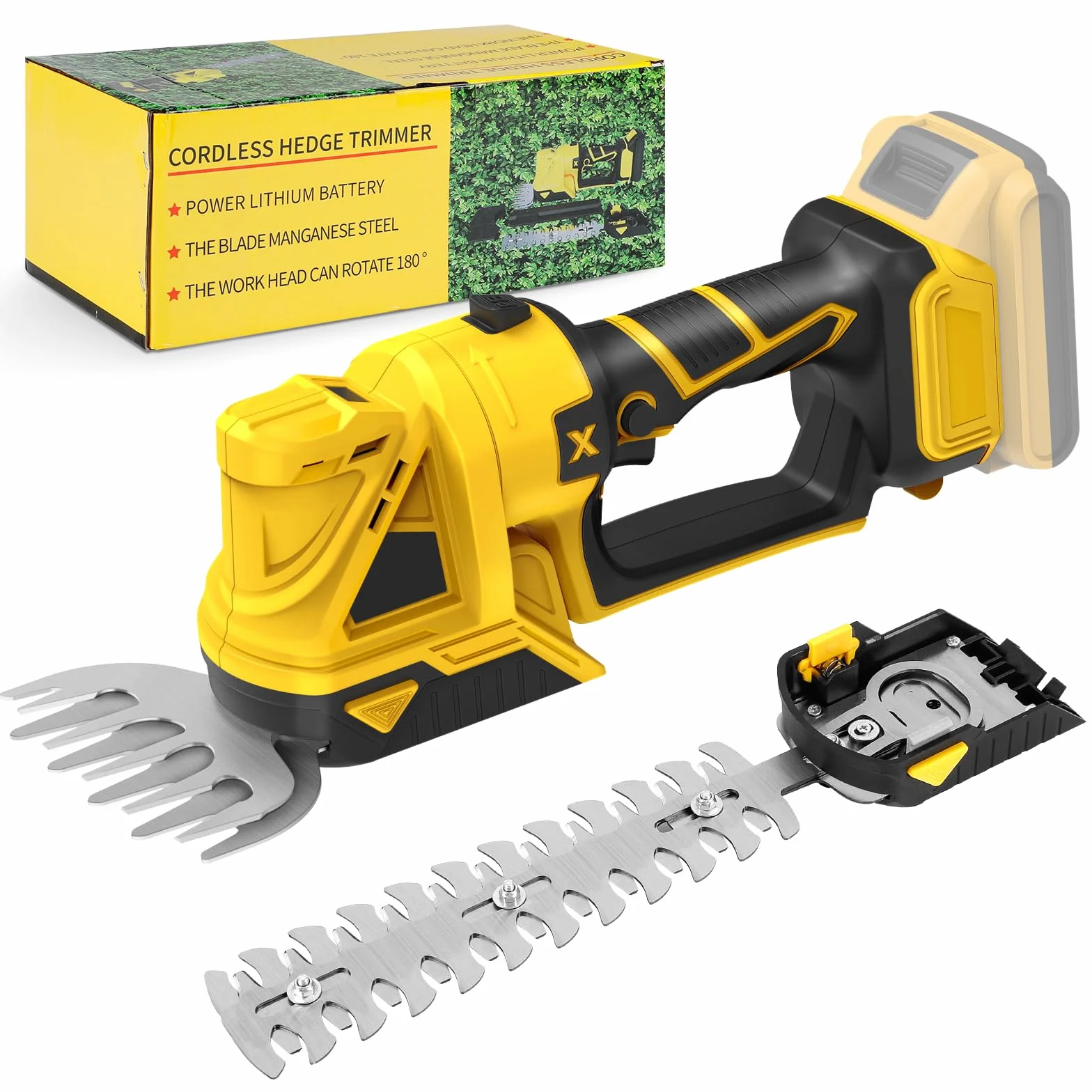 Nożyce do trawy, krzewów, zestaw kompatybilny z Dewalt 18 V, 20 V, akumulatorowe nożyce do żywopłotu, ręczne nożyce do trawy, akumulatorowe nożyce do trawy, nożyce do krzewów (bez akumulatora)