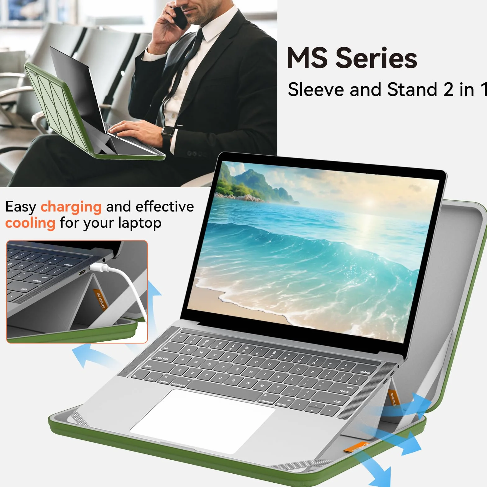 Smatree MS112 Twarde etui ochronne EVA ze stojakiem kompatybilne z laptopem do gier Lenovo Legion Pro 7i Gen 10, do laptopa do gier 40.6 cm Legion 9i Gen 9, do laptopa do gier LOQ 16IRH8/16APH8 40.6