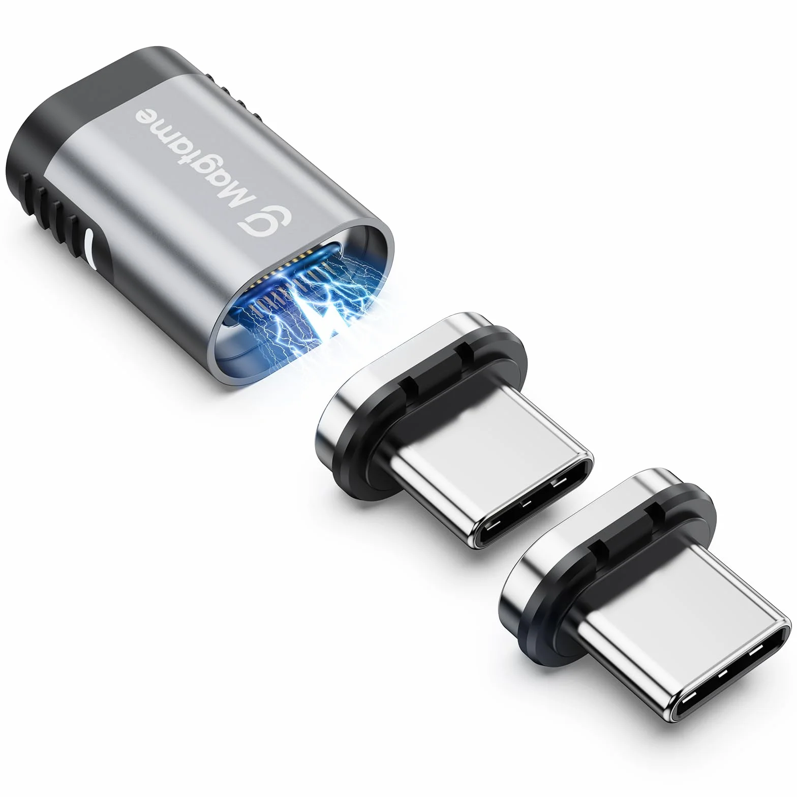 Magtame 240W magnetyczny adapter USB C 40Gbps, 1Pack proste adaptery typu C z 2-końcówkami, 24Pin szybkie ładowanie danych 4K 60Hz dla USB 3/4 MacOS Pro/Air Laptop Tablet i urządzenia typu C | Złącze typu C z transferem danych 40 Gb/s i wyjściem wideo 4K