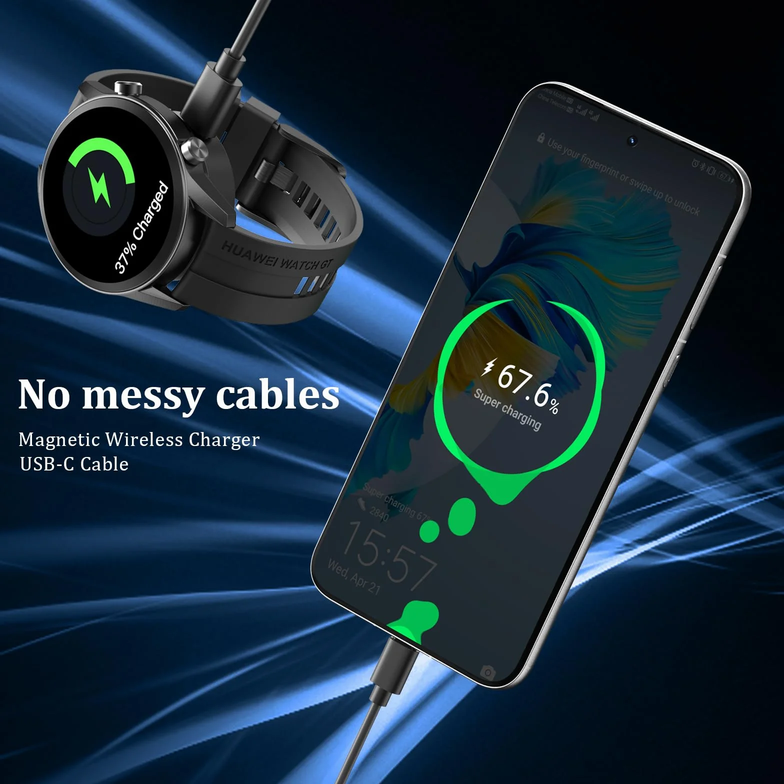 Ładowarka kompatybilna z Huawei Watch GT6/GT5 / GT5 Pro / GT4 / GT3 / GT3 SE / GT2 ECG / GT2 Pro / GT Runner, kabel ładujący USB Charger Cable Dock kabel do Huawei Watch 4/4 Pro/3/3 Pro (1)