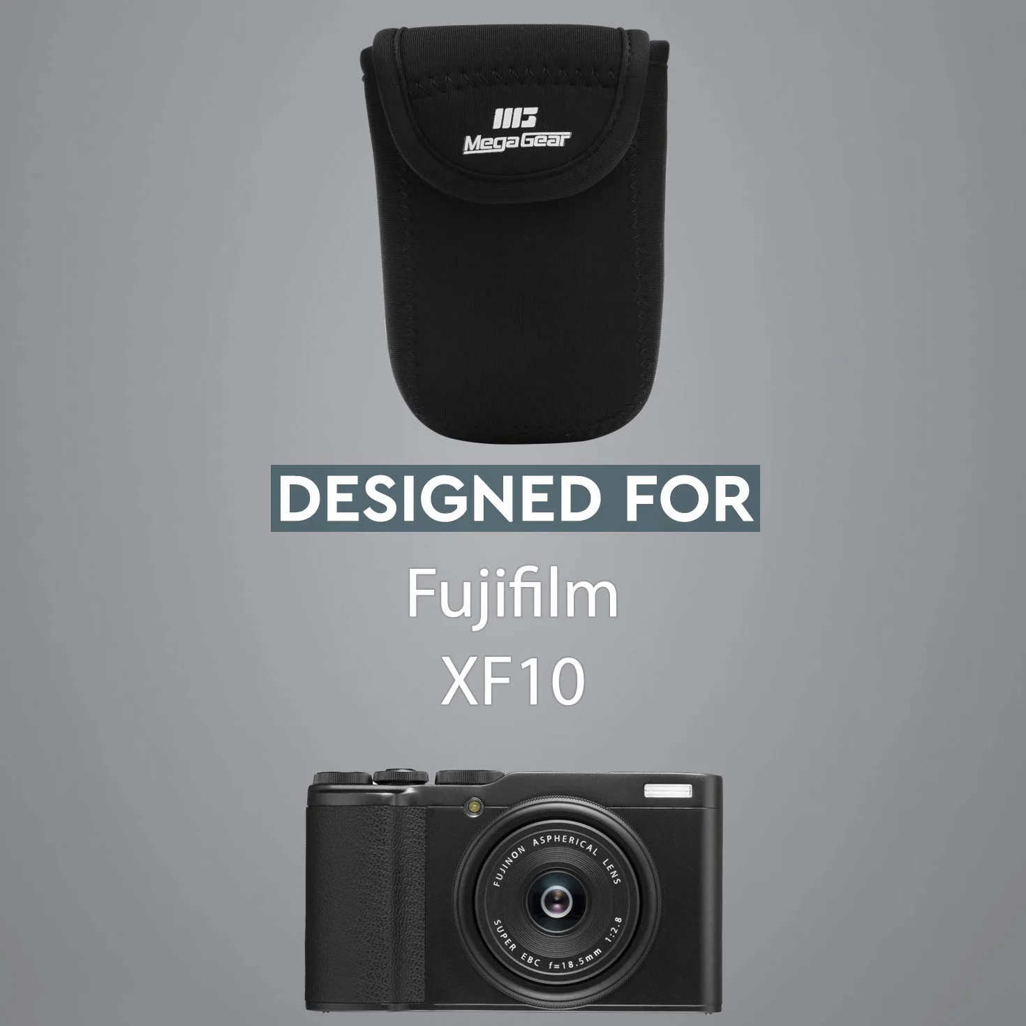 MegaGear - Ultralekkie Neoprenowe Etui Na Aparat Kompatybilne Z Fujifilm XF10 - Czarny, 11.99 cm x 5.99 cm x 7.49 cm, Kompaktowe