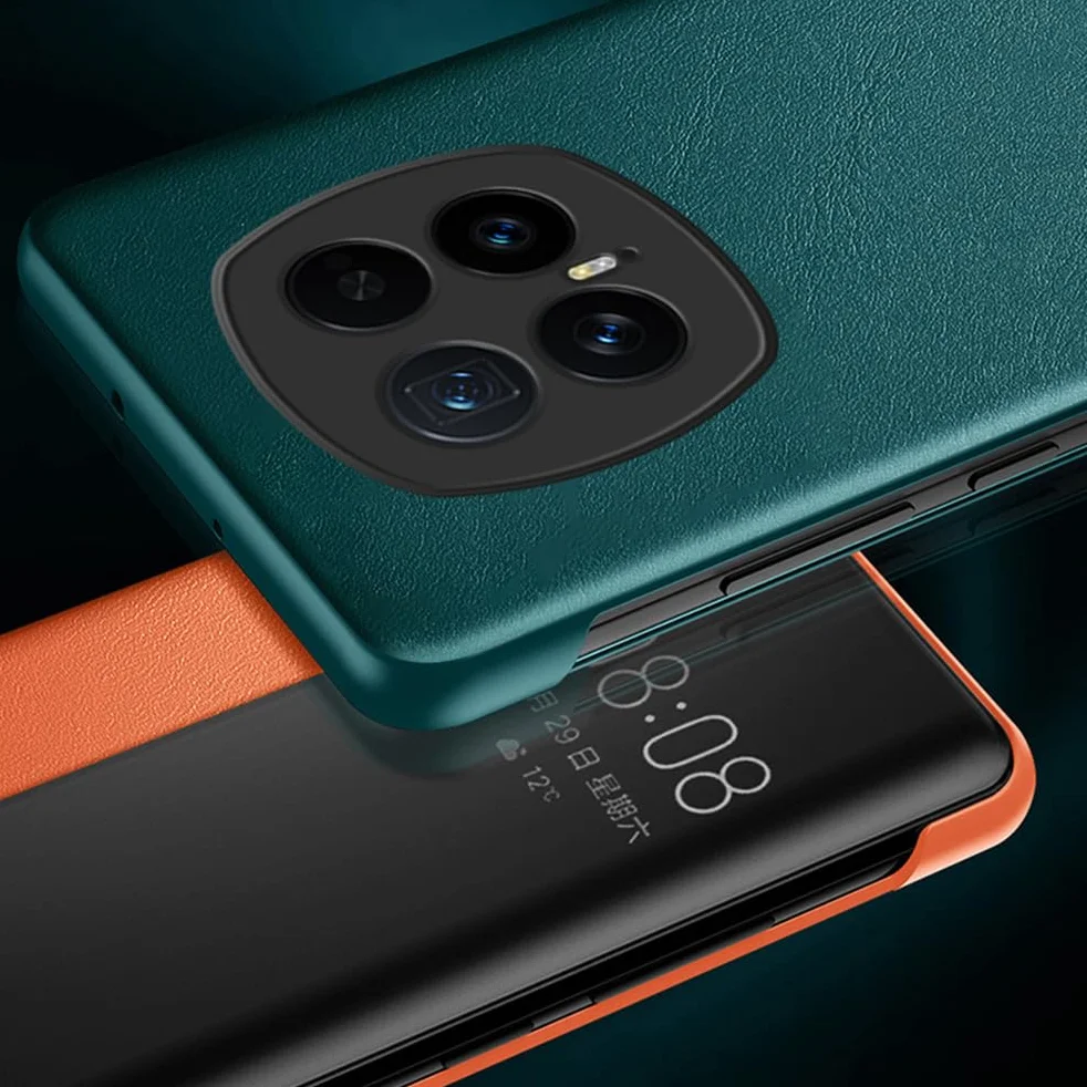 Stylowe etui do Honor Magic 8 Pro/8, pokaż okno i zamknięcie magnetyczne z klapką skórzana pełna pokrywa ochronna, zielona, 8