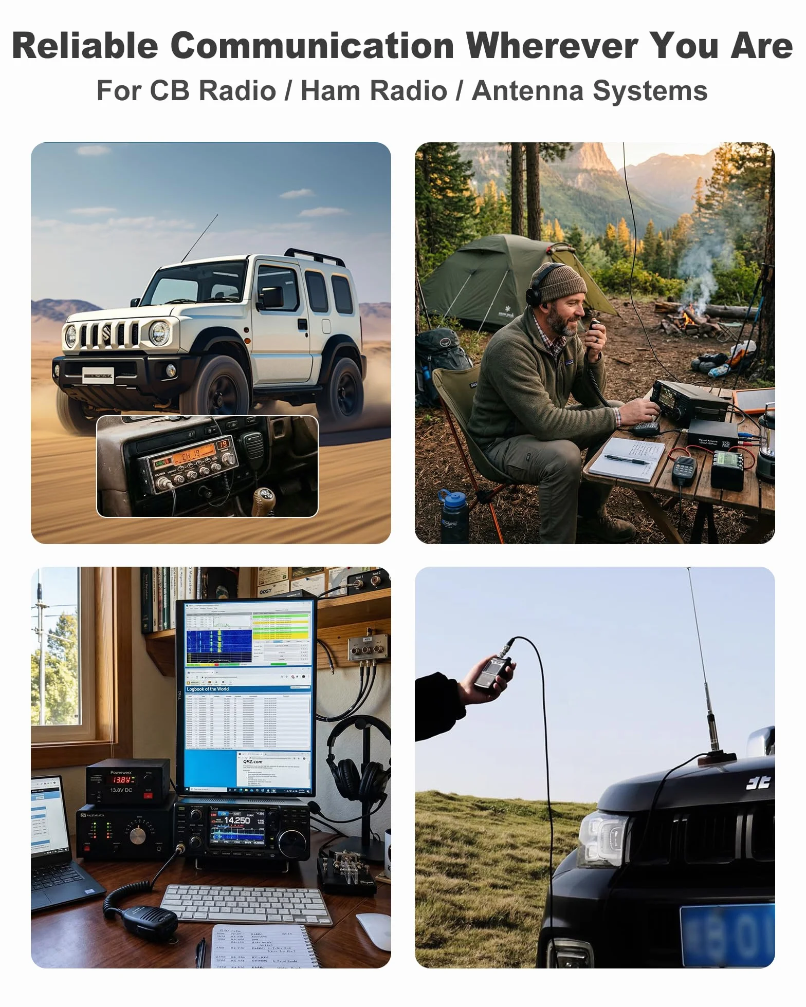 Kabel koncentryczny RG58, 9,1 m, kabel antenowy CB, PL259 UHF, męsko-męski, 50 Ohm, kompatybilny z tunerami, miernikami SWR, instalacjami Jeep Wrangler CB