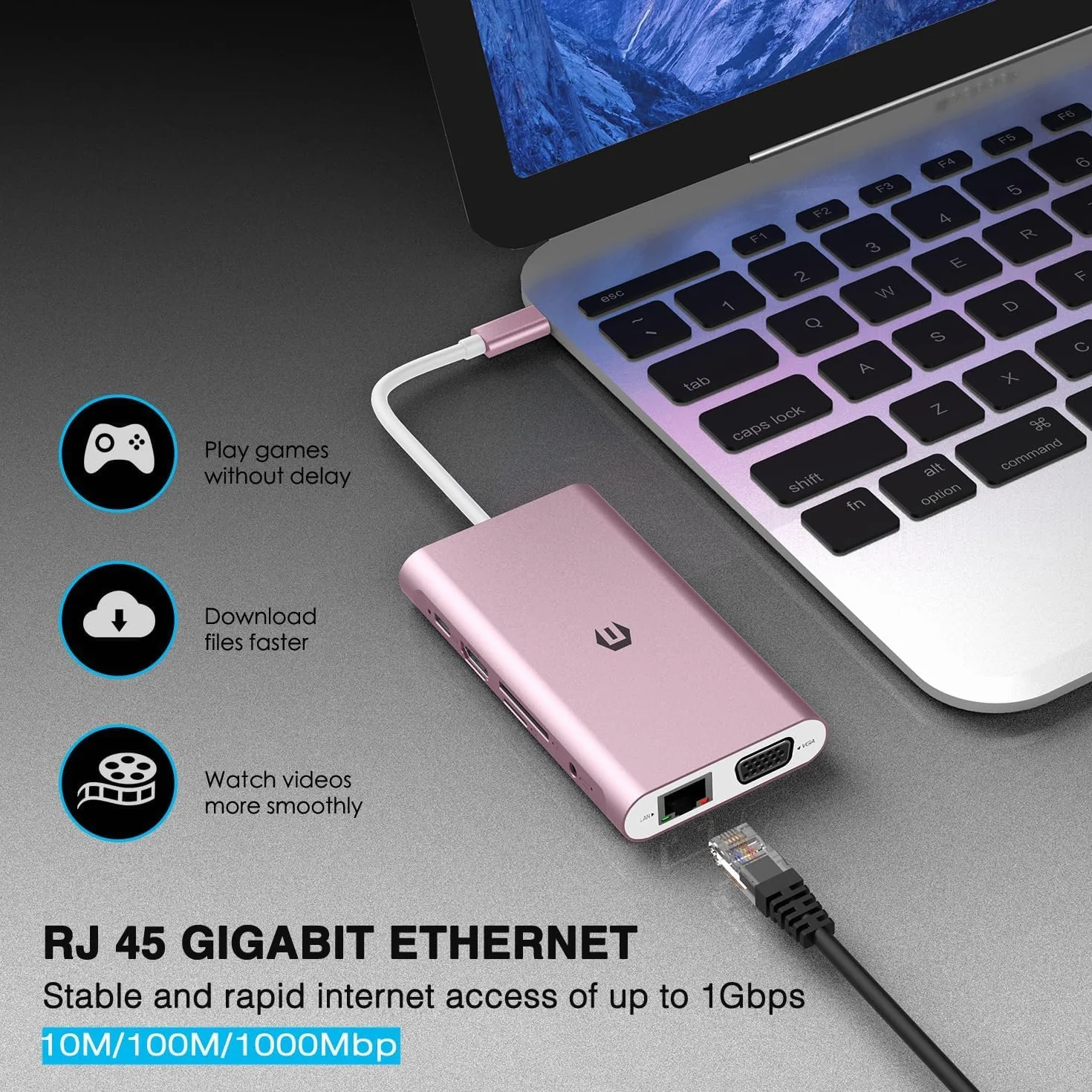 Hub USB C, 11 w 1 rozdzielacz USB z 4K Hdmi, 3,5 mm Audio, VGA, Ethernet, 4 USB A, adapter USB C do MacBook Pro Surface Pro i urządzeń typu C