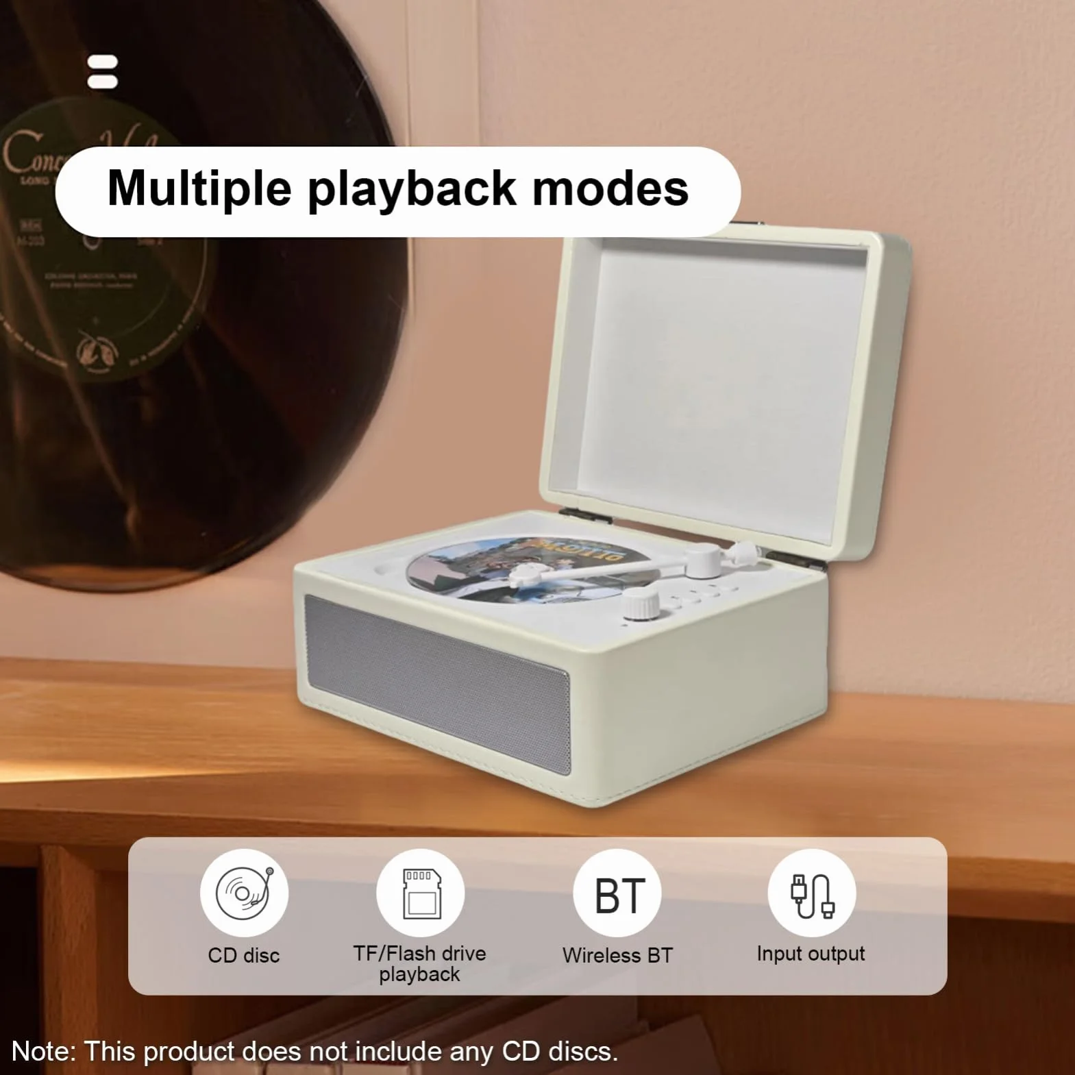 Odtwarzacz CD Retro Vintage Z Dysku USB i Płyty w Kształcie Tacy - Dla Entuzjastów Muzyki i Kolekcjonerów