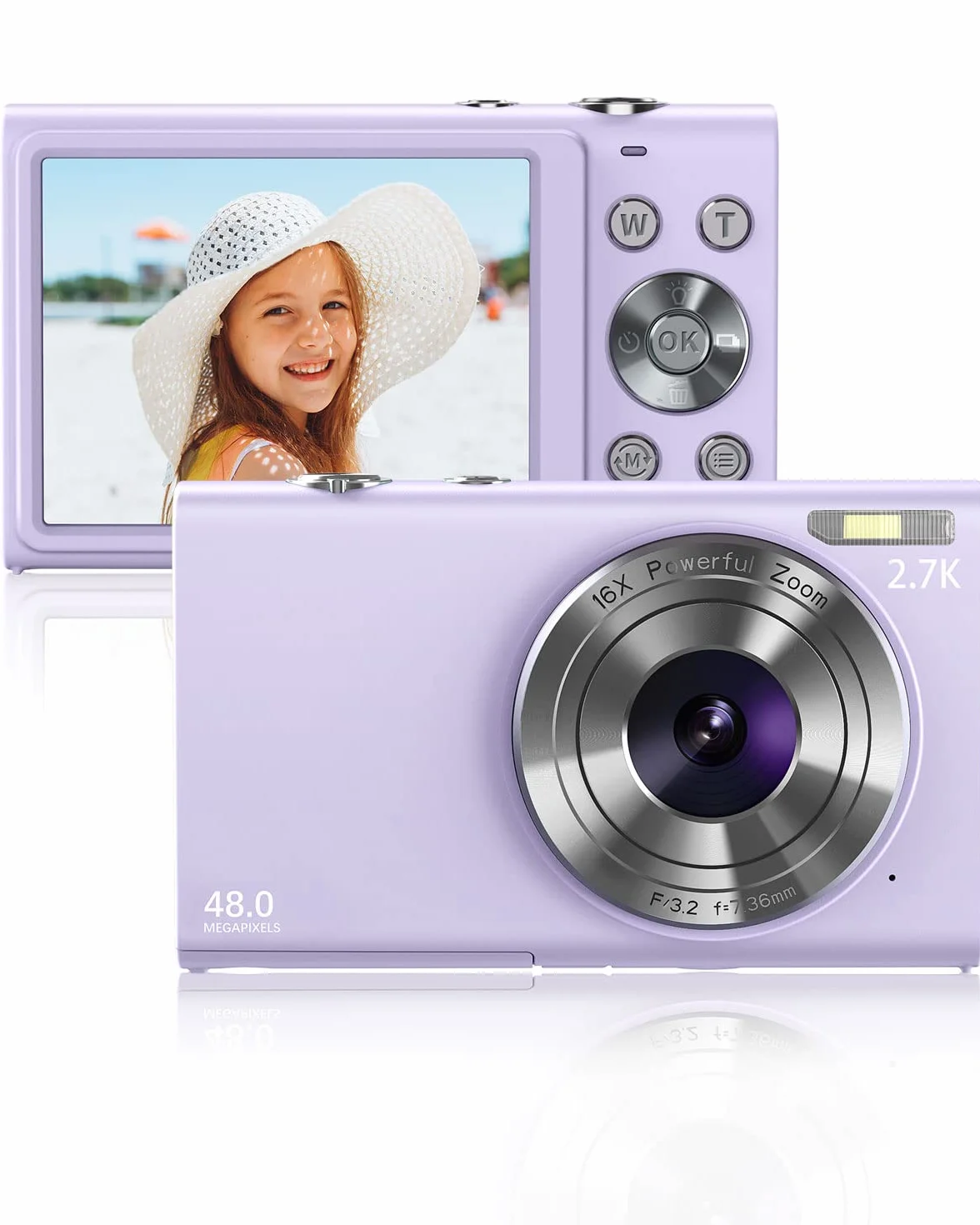 Aparat cyfrowy, kompaktowy aparat z autofokusem 1520p, FHD, 48 MP, kamera do vlogowania z ekranem 2,8 cala, karta pamięci 32 GB, 16-krotny zoom cyfrowy, przenośna mini kamera dla dzieci, nastolatków,