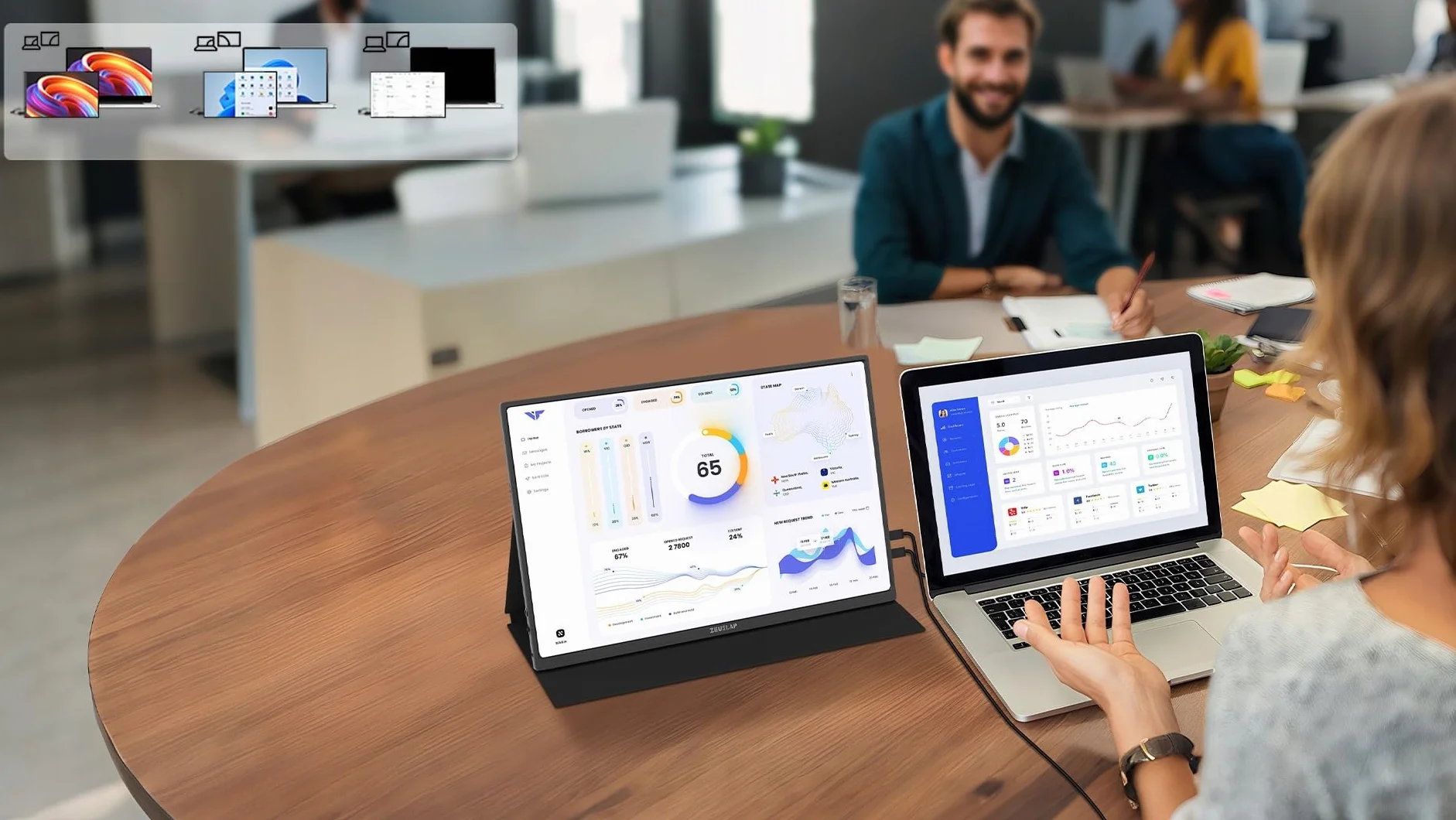 ZEUSLAP P25K Monitor Przenośny 16” 2.5K 2560x1600 IPS USB-C Mini HDMI 16:10 HDR Dodatkowy Ekran do Laptopa Smartfona Konsoli PS5 Xbox Nintendo Switch Etui Magnetyczne